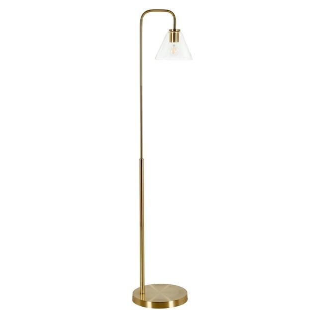 Evelyn&Zoe Henderson Arc Floor Lamp with Glass shade in Brass/Clear