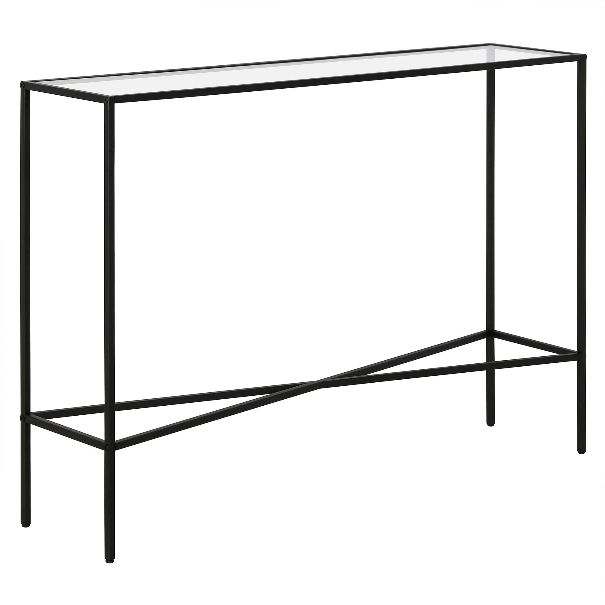 Evelyn&Zoe Henley 42" Wide Rectangular Console Table with Glass Top, Blackened Bronze