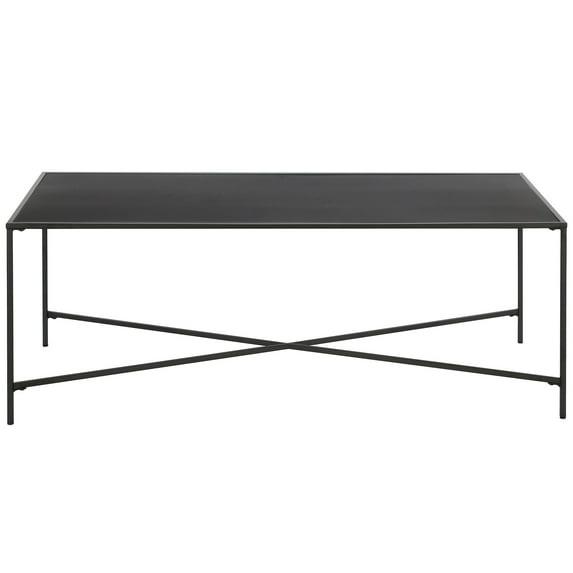 Evelyn&Zoe Henley 48" Wide Rectangular Coffee Table with Metal Top, Blackened Bronze