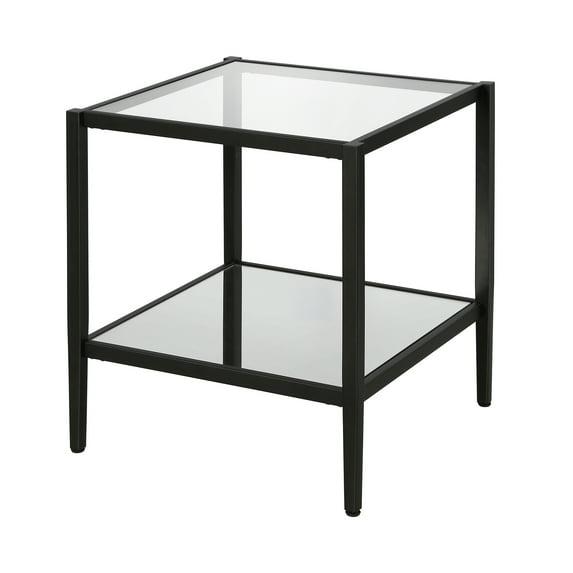 Evelyn&Zoe Hera 20" Wide Square Side Table with Mirror Shelf, Blackened Bronze