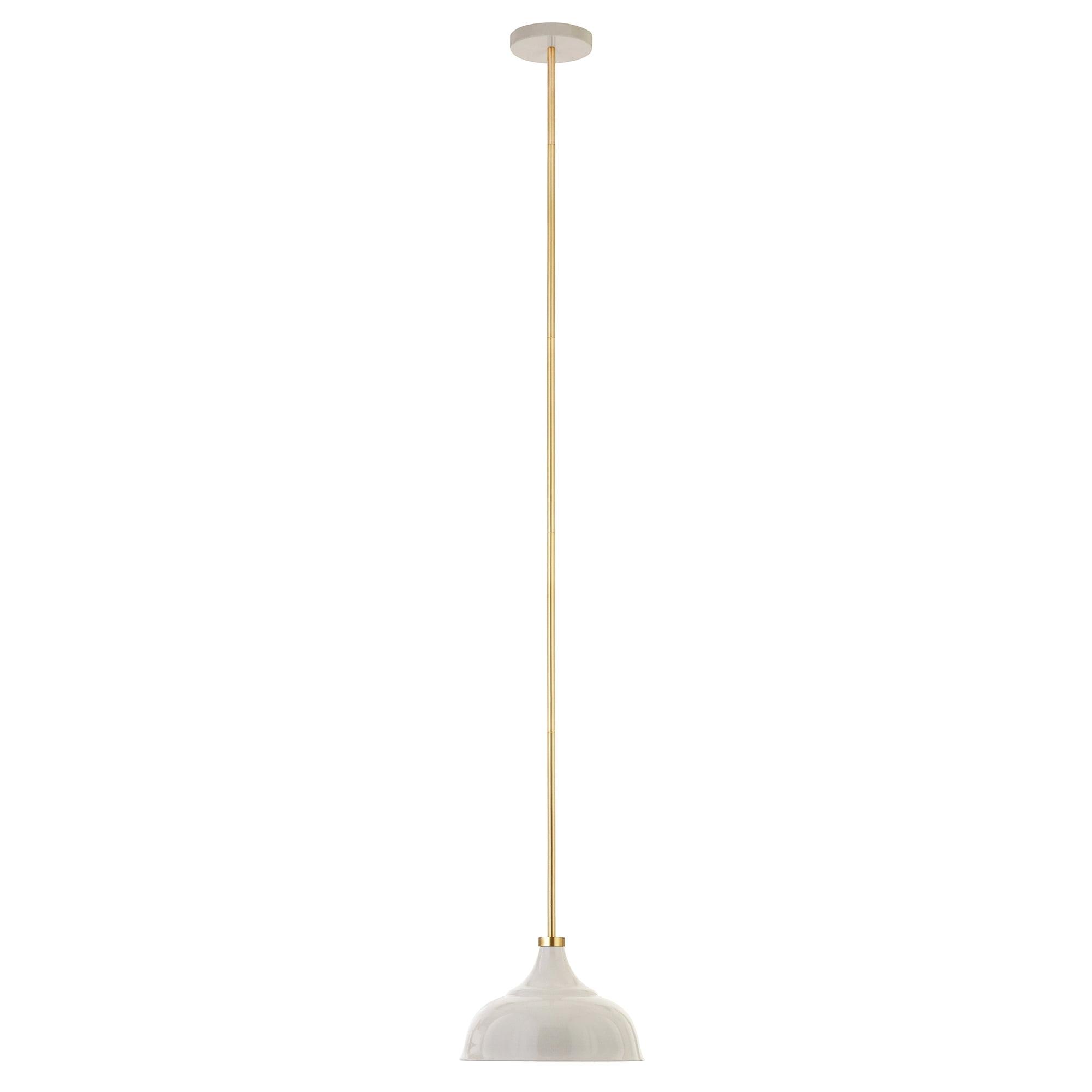 Pearled White and Brass Metal 10.75" Industrial Pendant Light