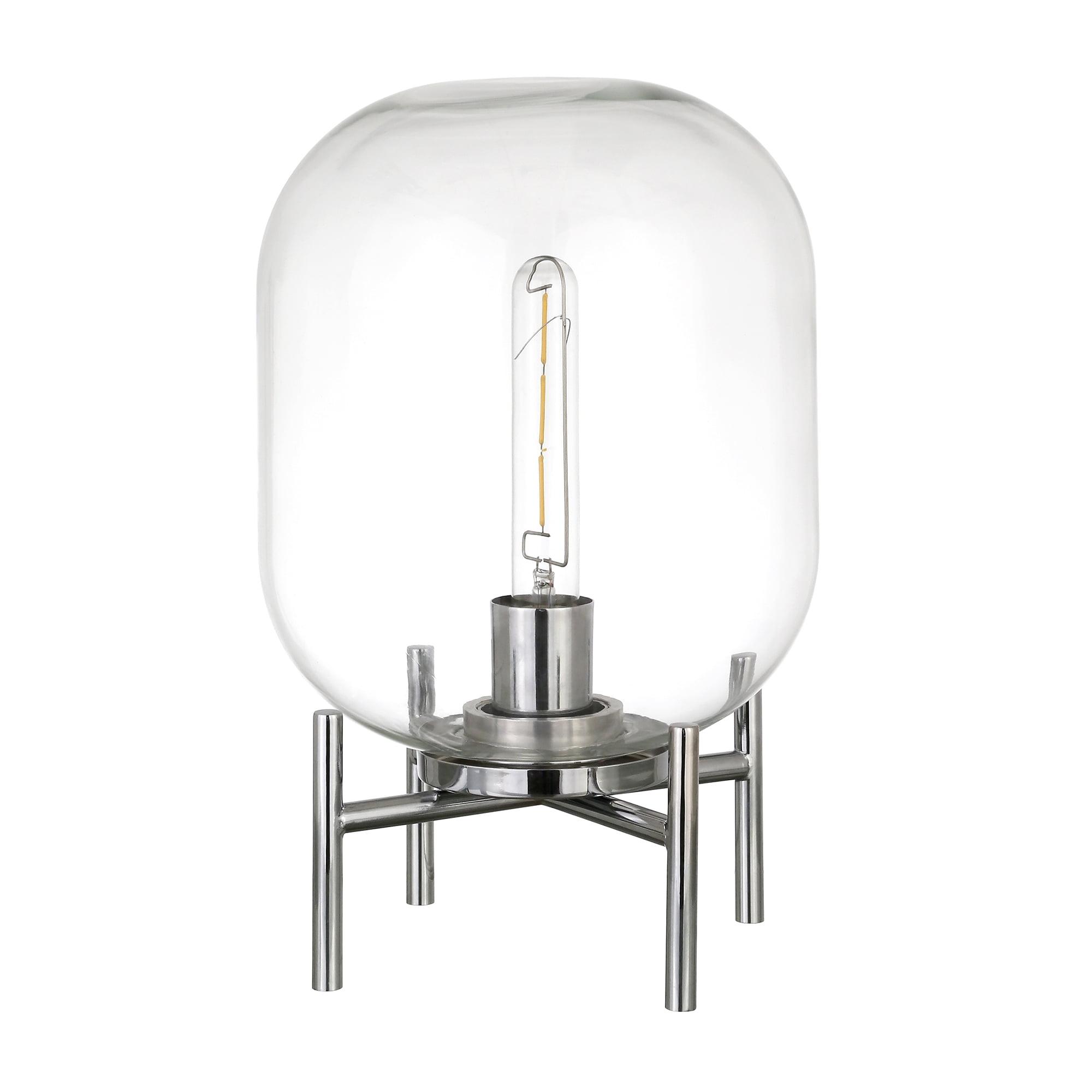 Edison Silver Nickel Finish Globe Glass Table Lamp