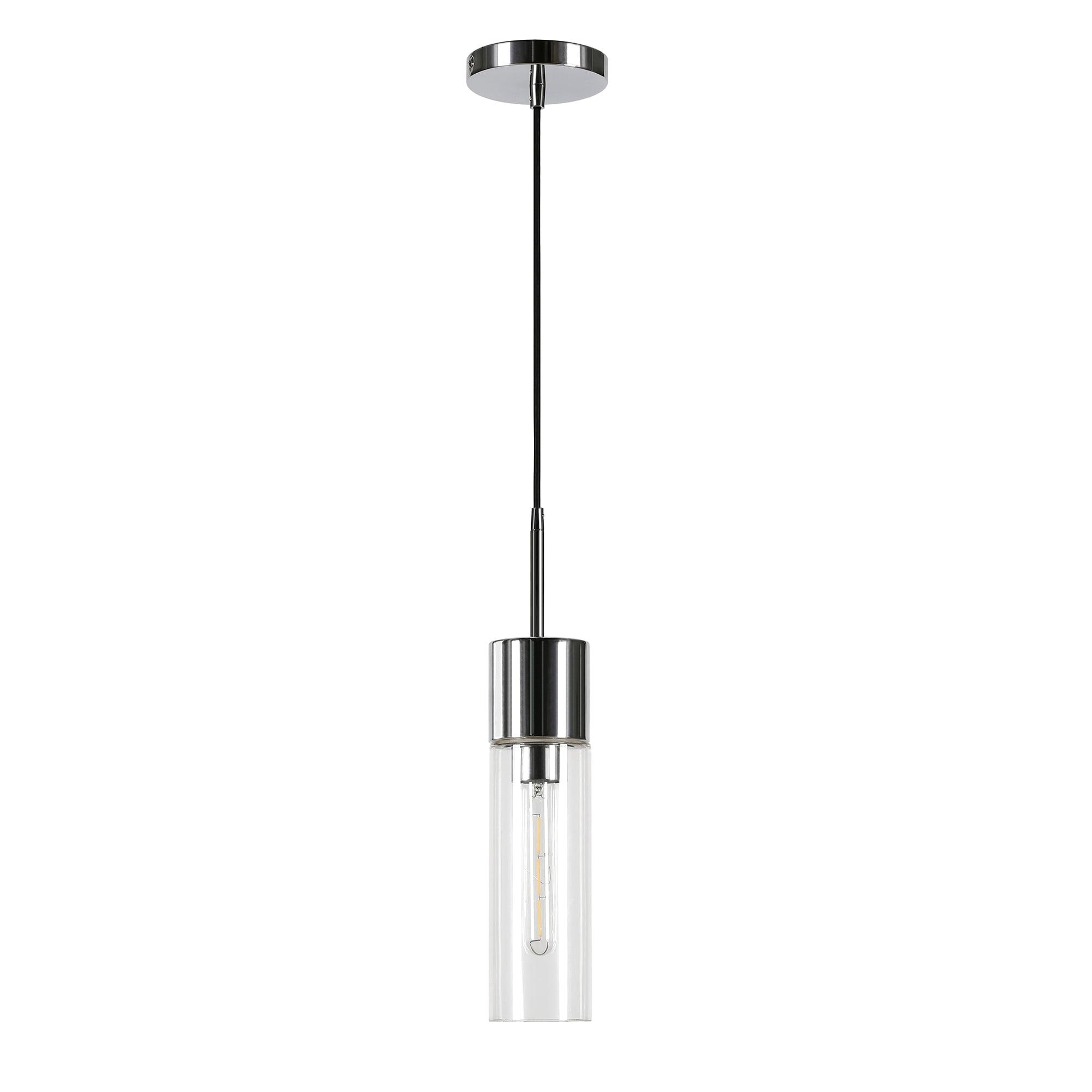 Lance 18'' Polished Nickel and Clear Glass Modern Pendant Light