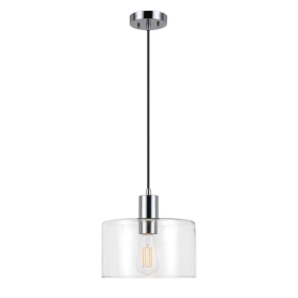 Evelyn&Zoe Industrial Clear Glass Pendant