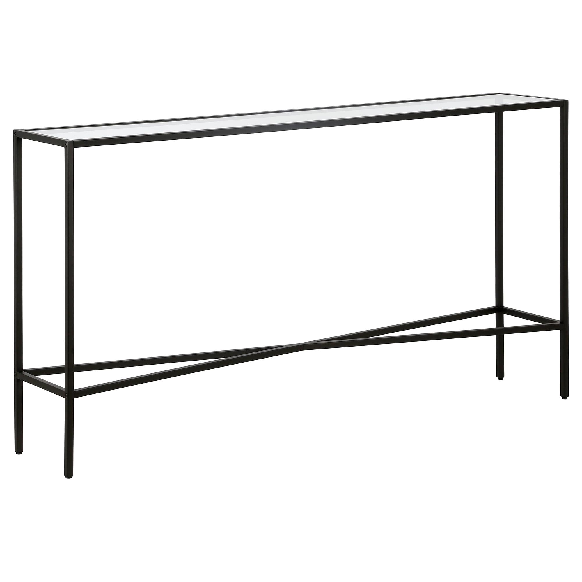 55" Black Bronze Console Table with Glass Tabletop - Henn&Hart