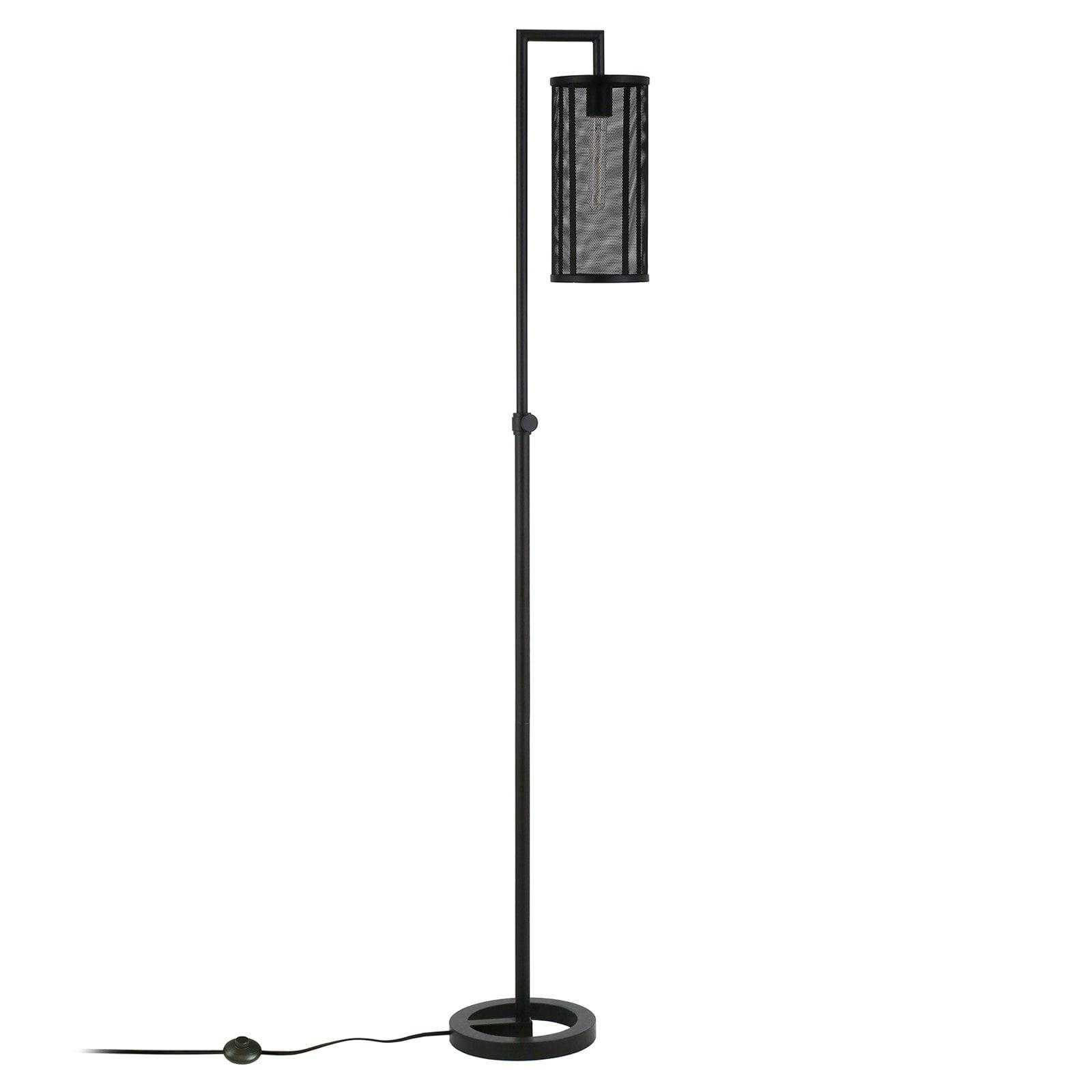 Parthen Blackened Bronze Floor Lamp with Perforated Metal Shade