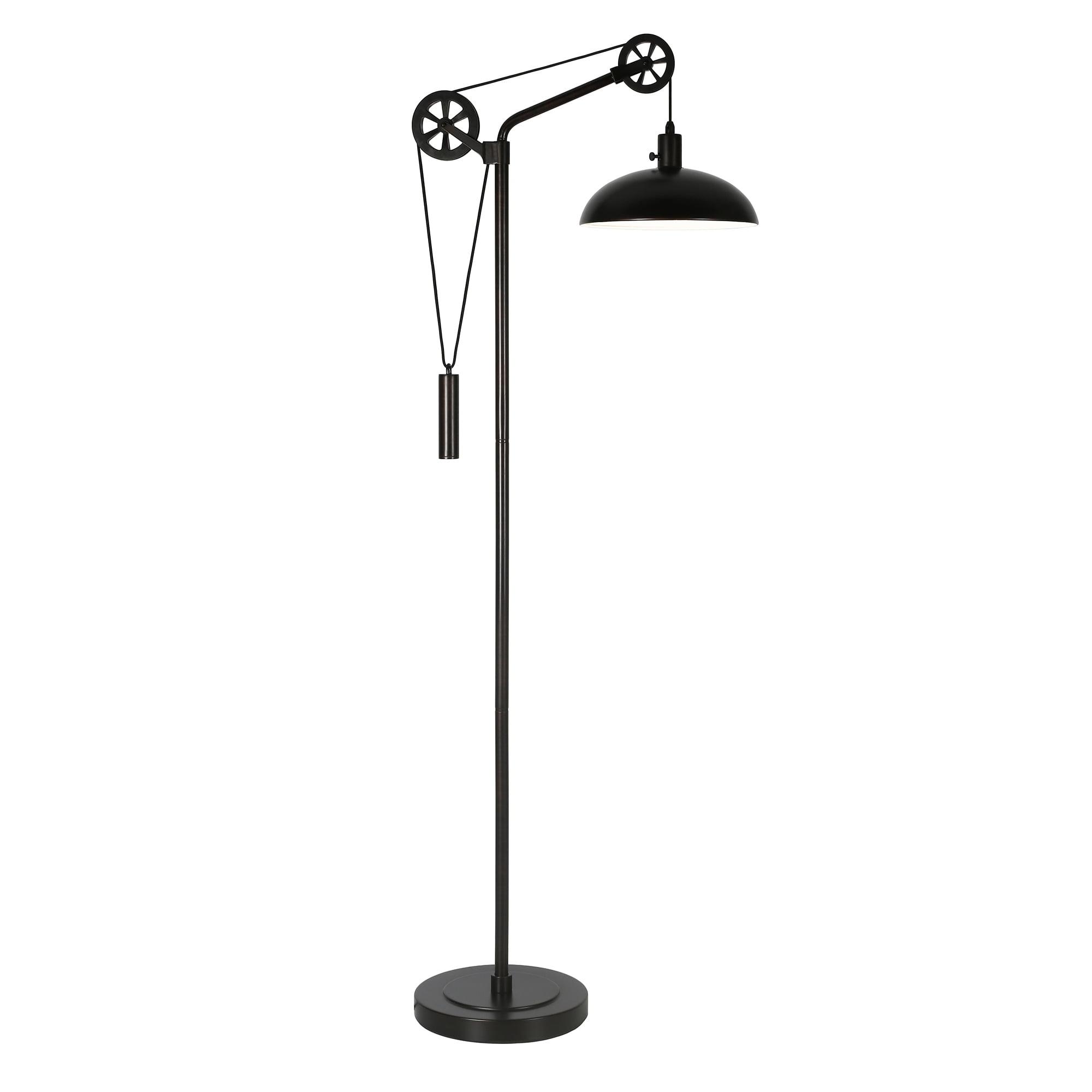 Adjustable Bronze Industrial Floor Lamp with Pulley System