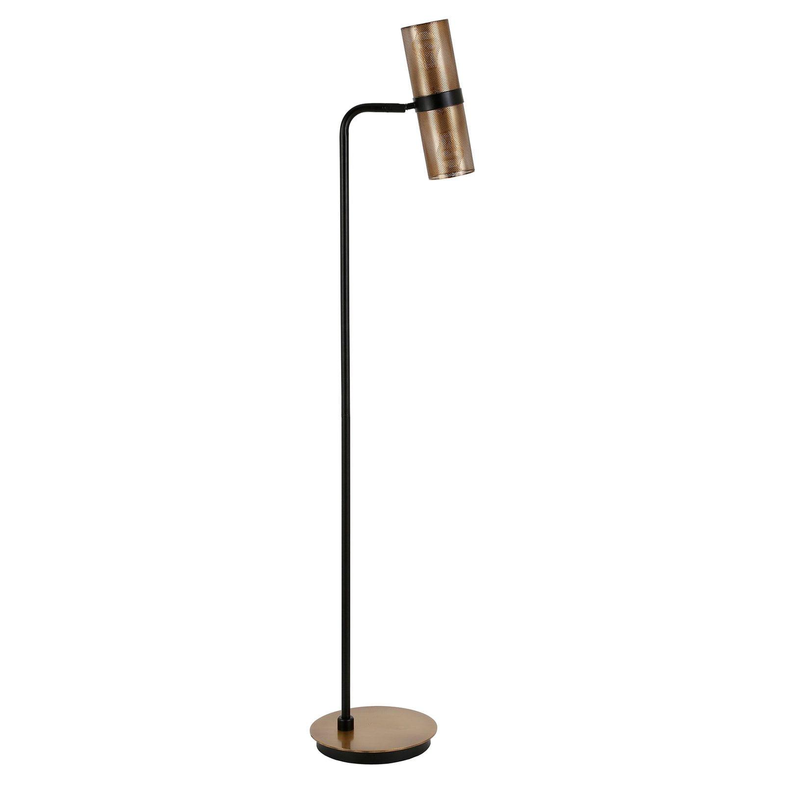 Zevon Voice-Controlled Matte Black and Brass 62" Floor Lamp