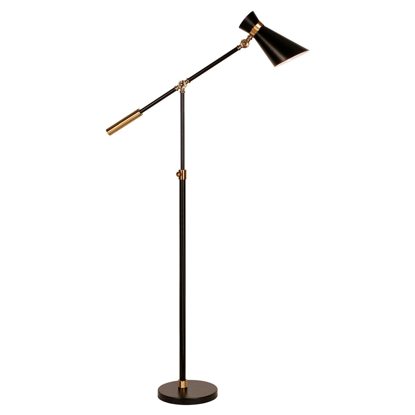 Adjustable Black and Brass Industrial Floor Lamp