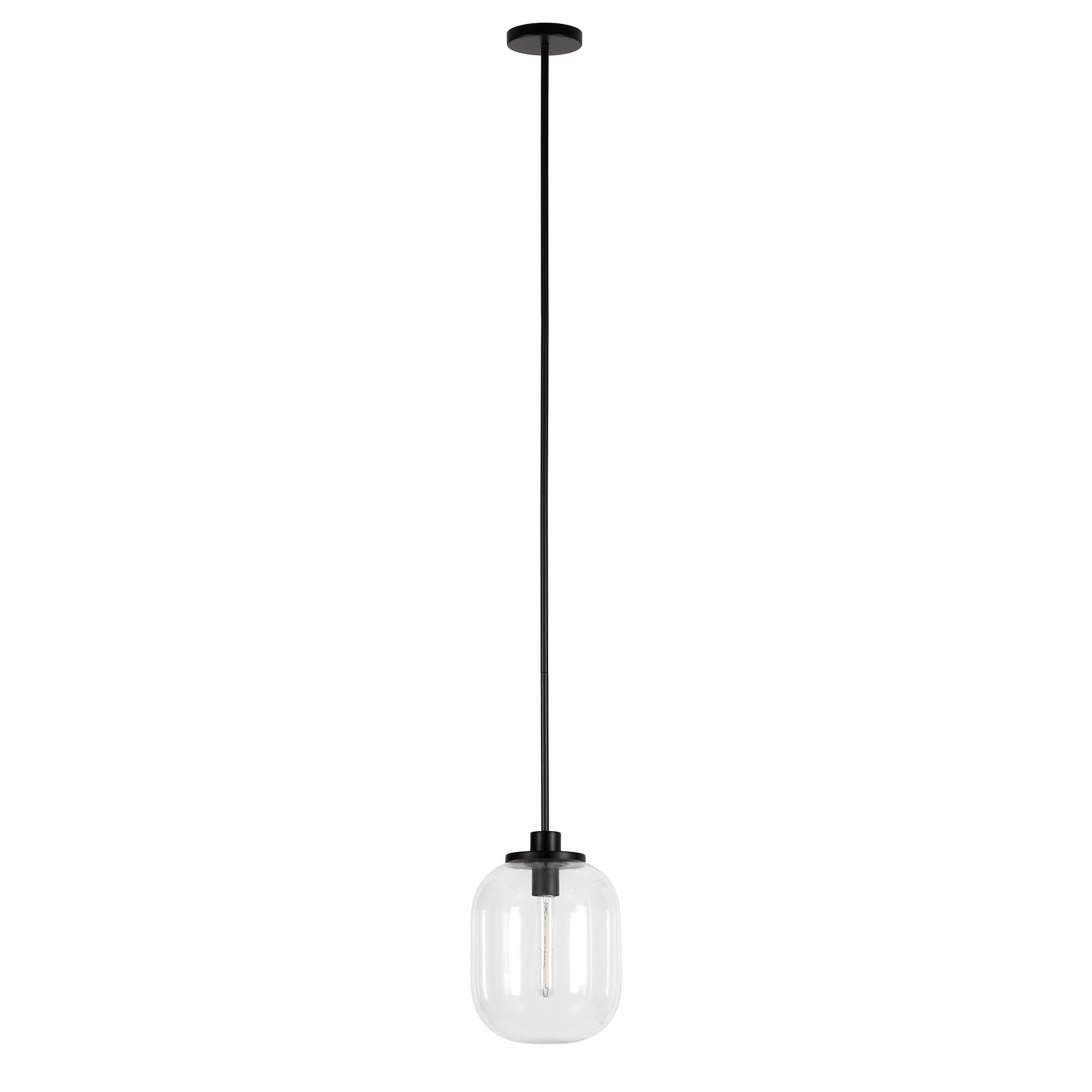 Evelyn&Zoe Industrial Metal Pendant with Clear Glass Shade