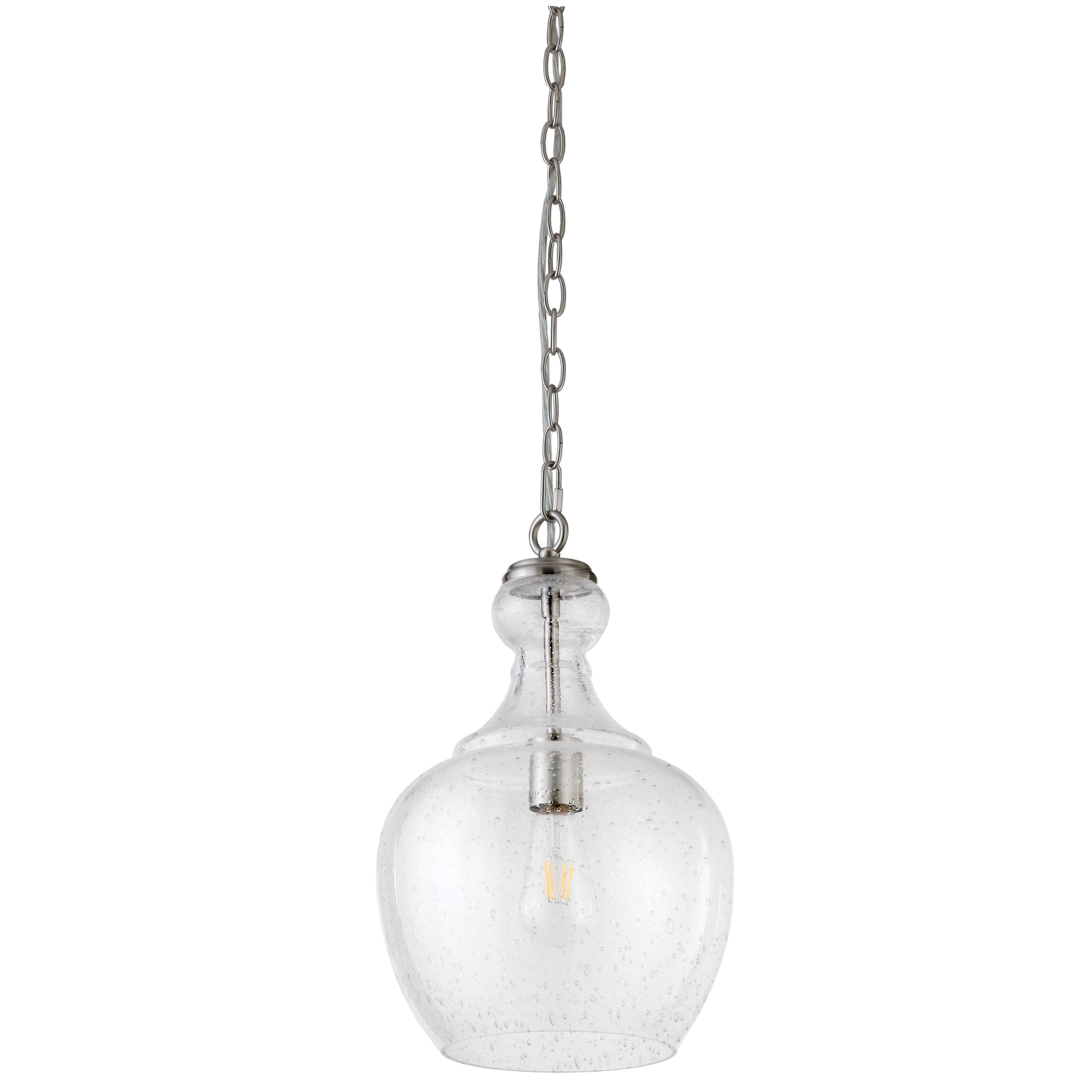 Brushed Nickel 11" Glass Drum Pendant Light