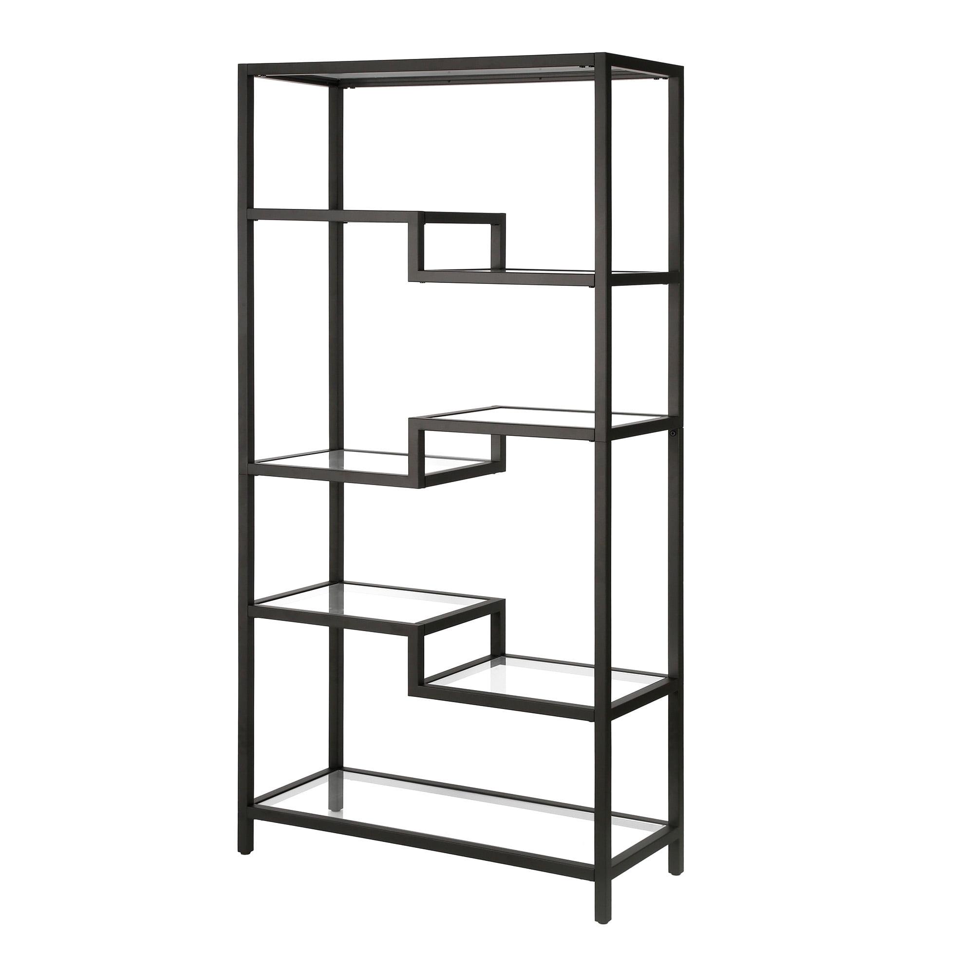 Johann 68" Blackened Bronze Geometric Metal Bookcase