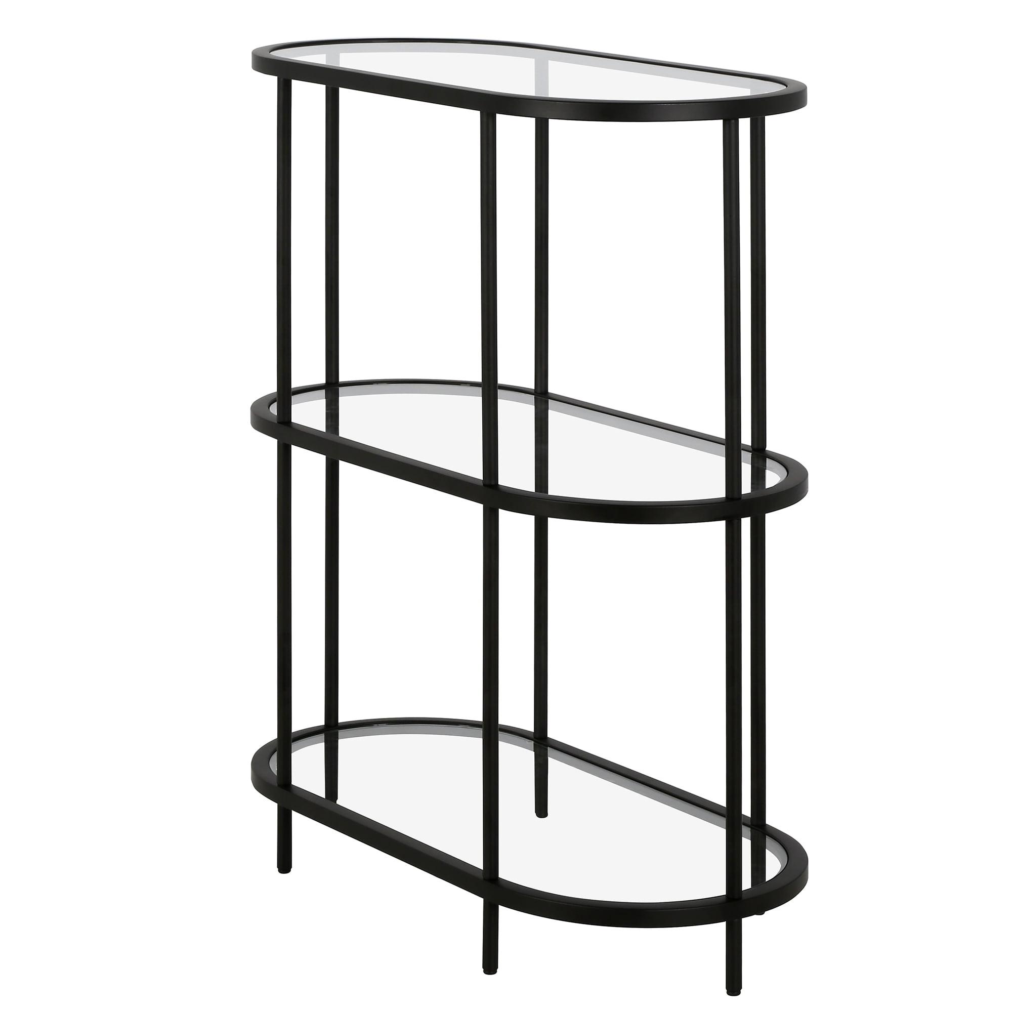 Evelyn&Zoe Leif 30" Wide Oval Bookcase, Blackened Bronze
