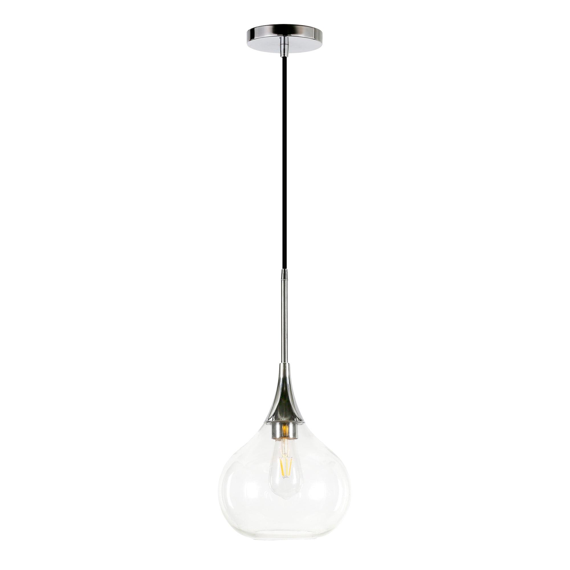 Ida 9.5" Polished Nickel and Clear Glass Pendant Light