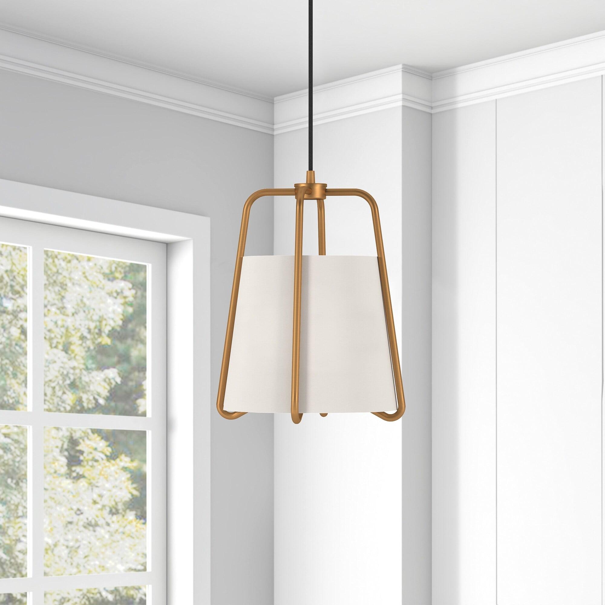 Evelyn&Zoe Mid-Century Modern Fabric and Metal Pendant