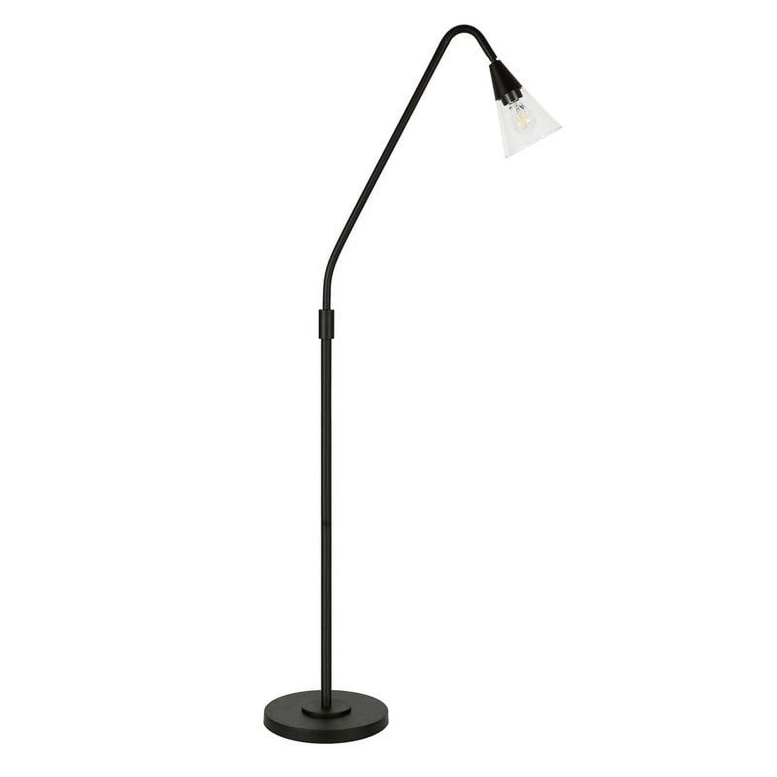 Challice Blackened Bronze 65" Arc Floor Lamp with Glass Shade