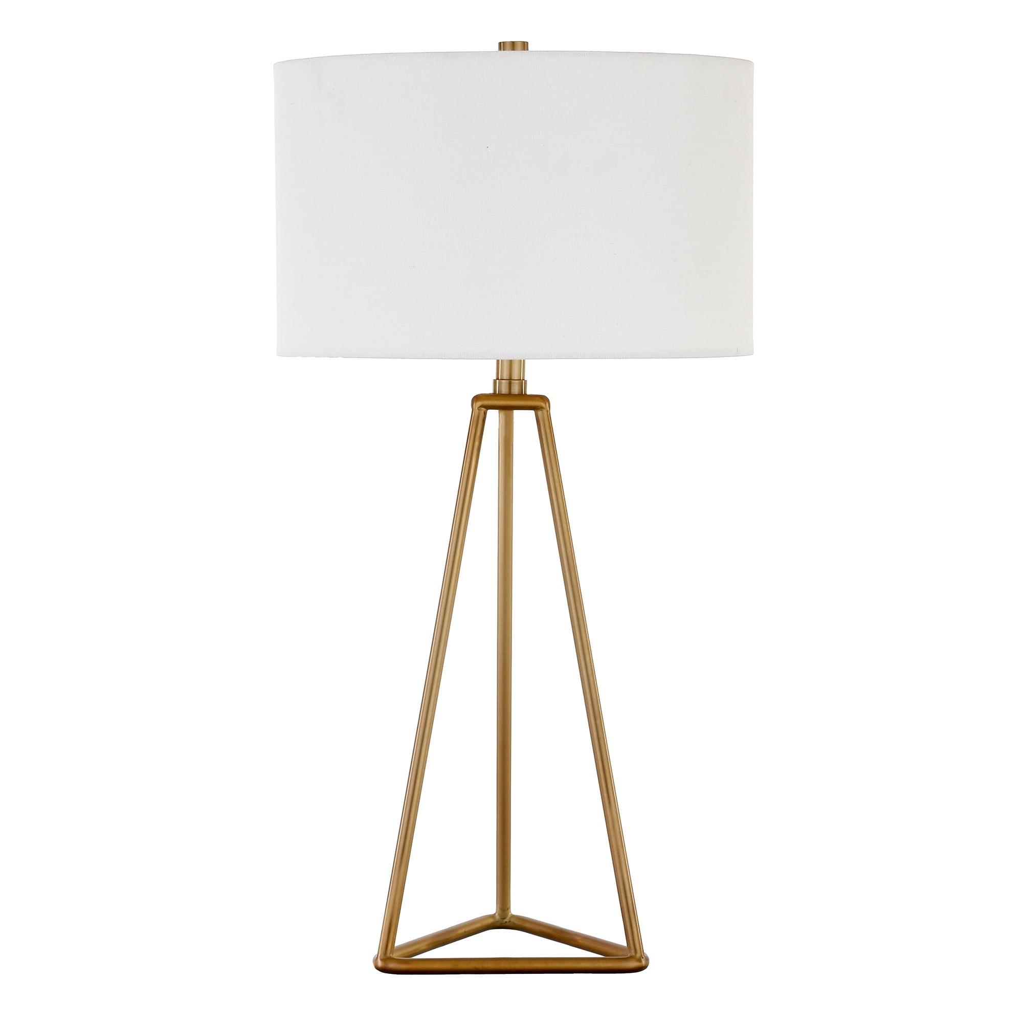 Gino 26" Brass Table Lamp with Off-White Fabric Shade - Smart Home Compatible