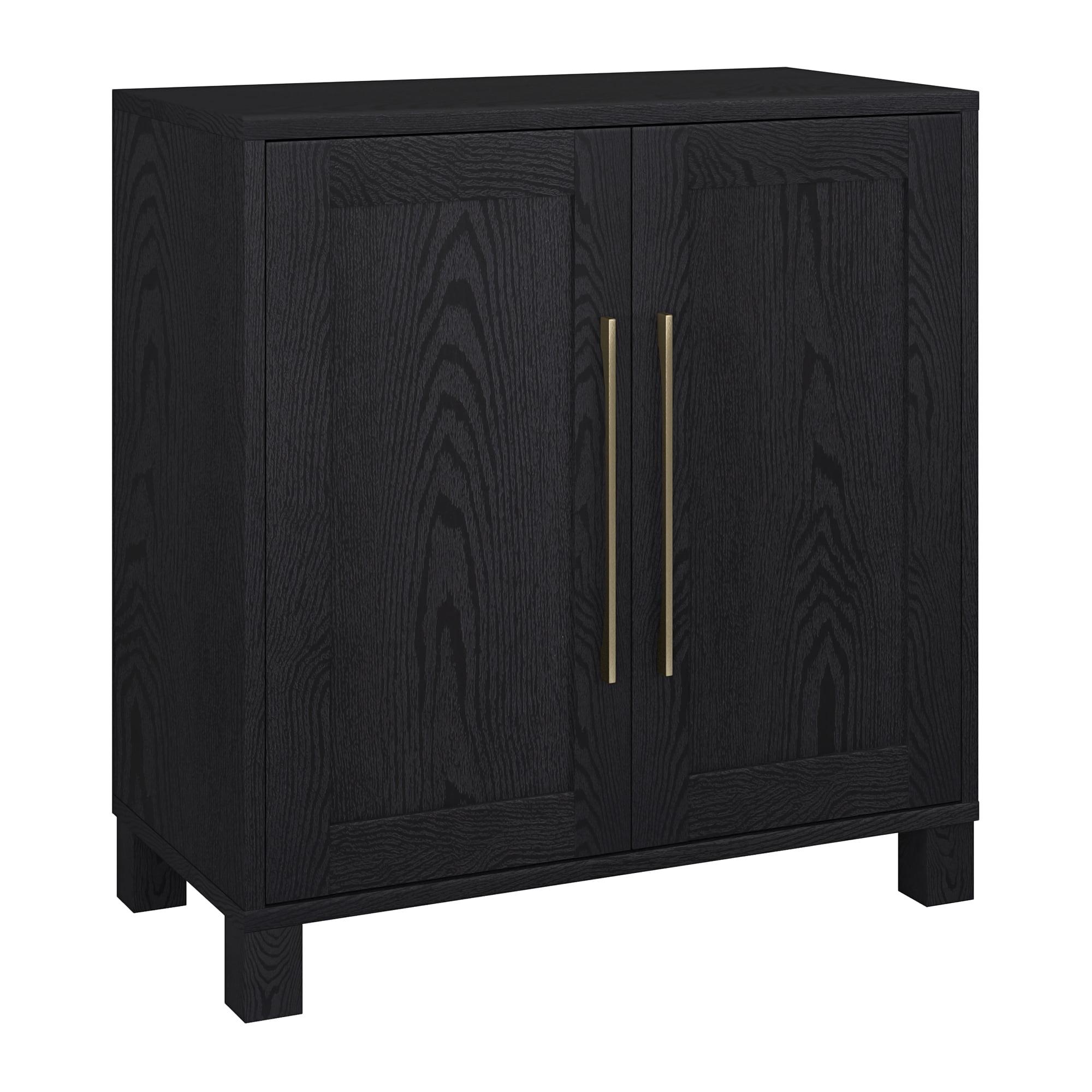 Black Grain MDF Rectangular Office Accent Cabinet