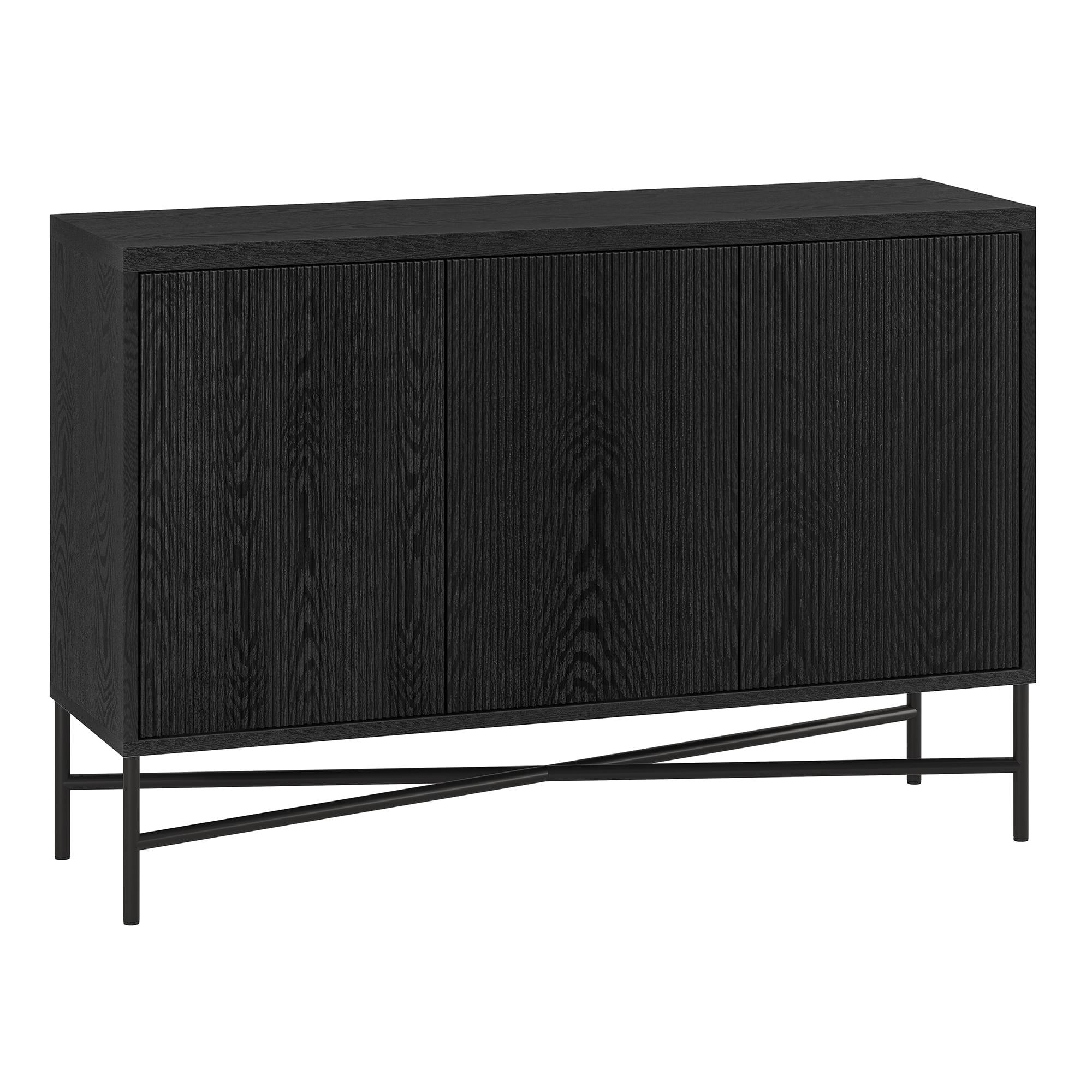 Black Grain Modern 48" Wide Buffet Table with Adjustable Shelves