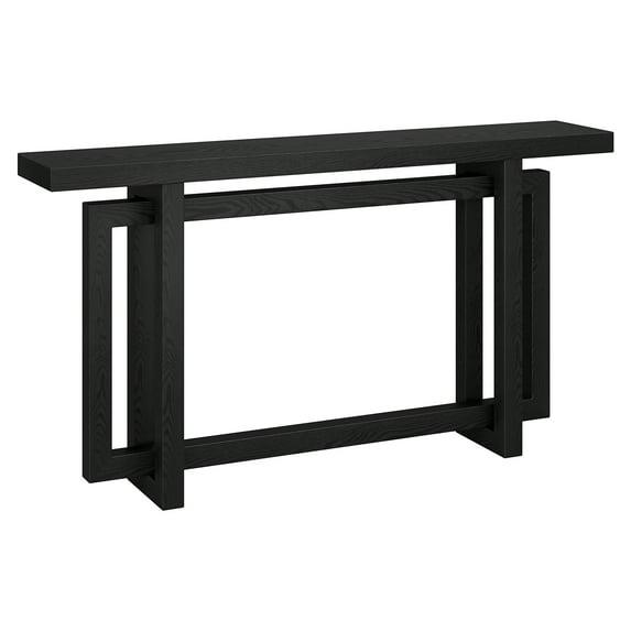 Evelyn&Zoe Breslow 55" Wide Rectangular Console Table, Black Grain