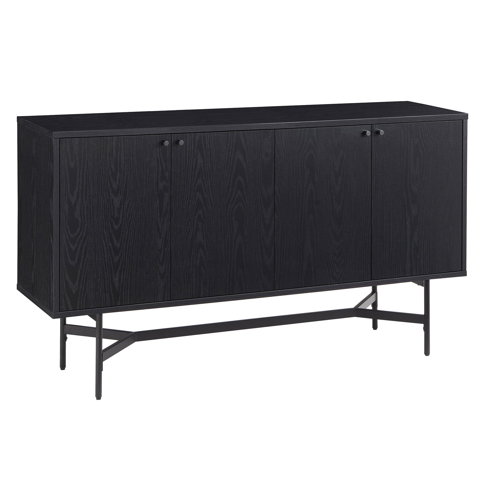 Henn&Hart 58" Black Grain MDF and Metal Buffet Sideboard