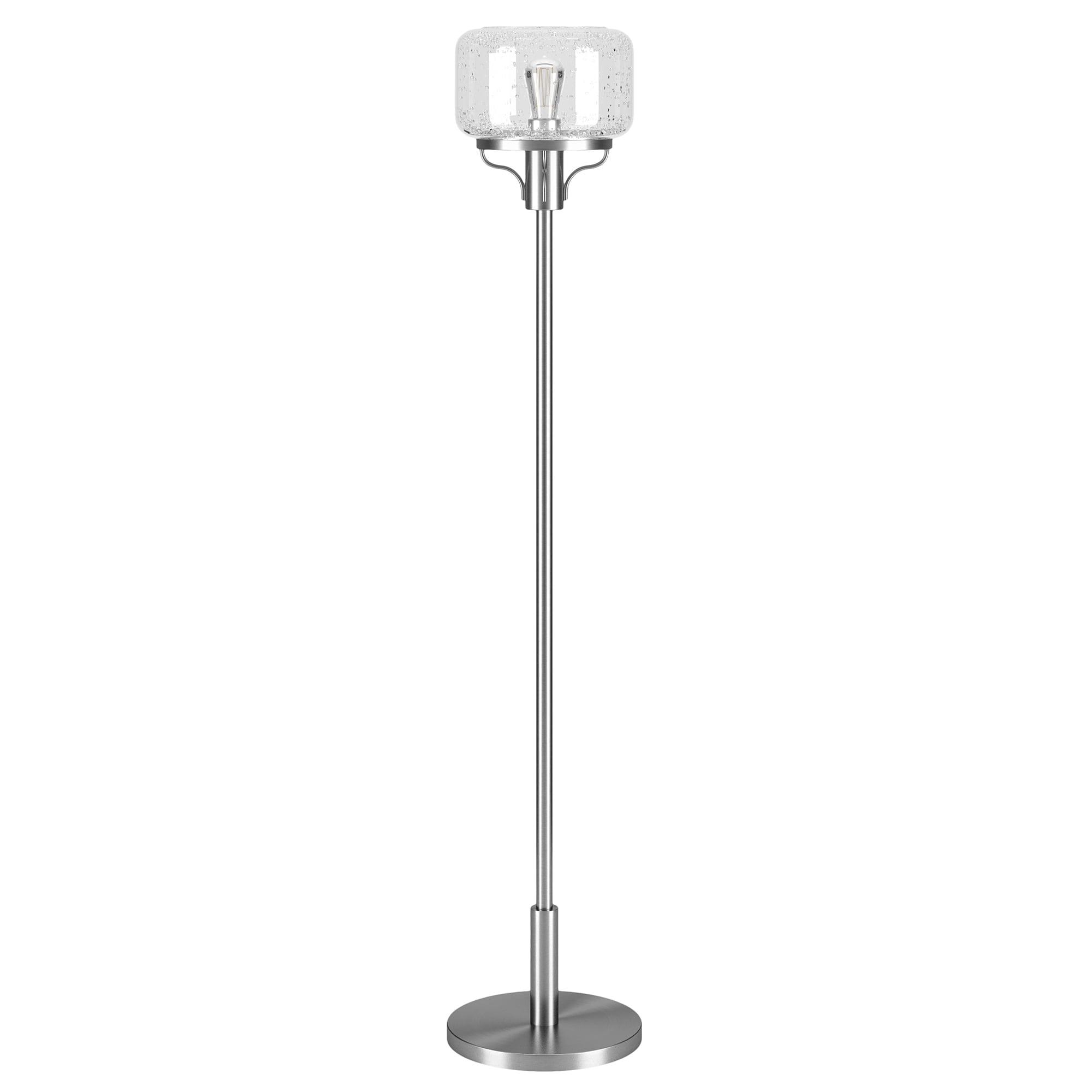 Tatum Brushed Nickel Floor Lamp with Seeded Glass Shade