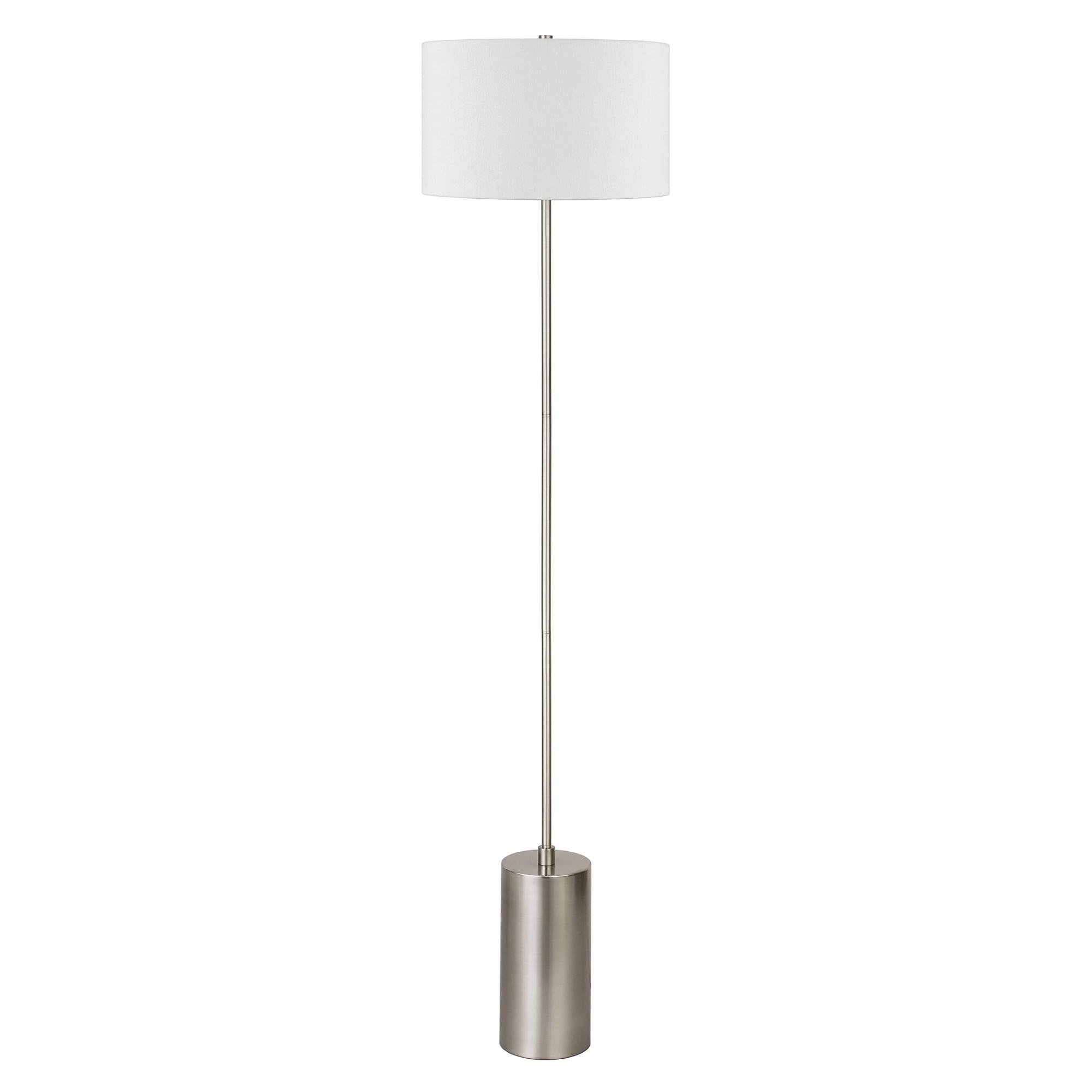 Sleek 64" Brushed Nickel Smart Floor Lamp with Linen Shade