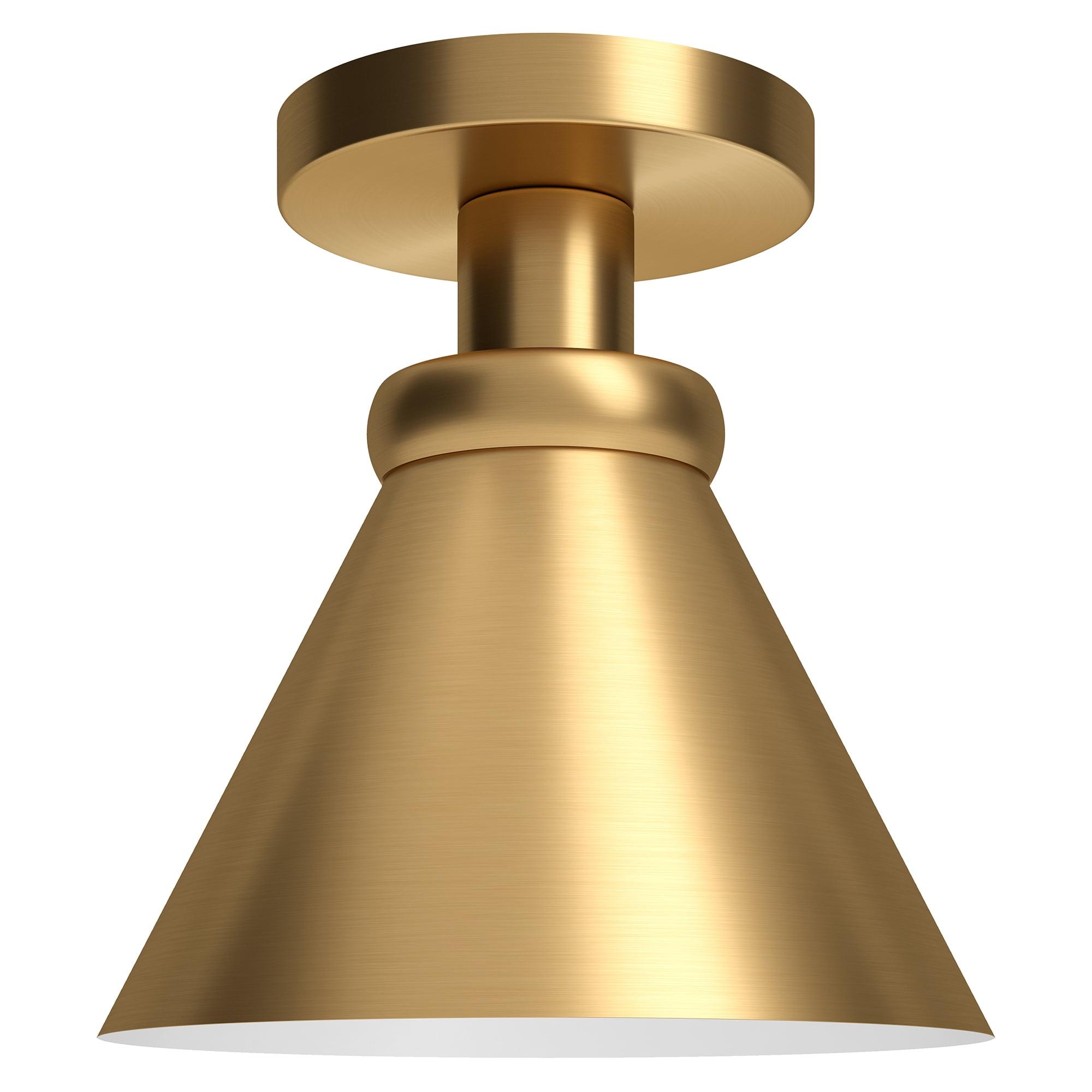 Contemporary Brushed Brass 8.5" Semi-Flush Ceiling Light