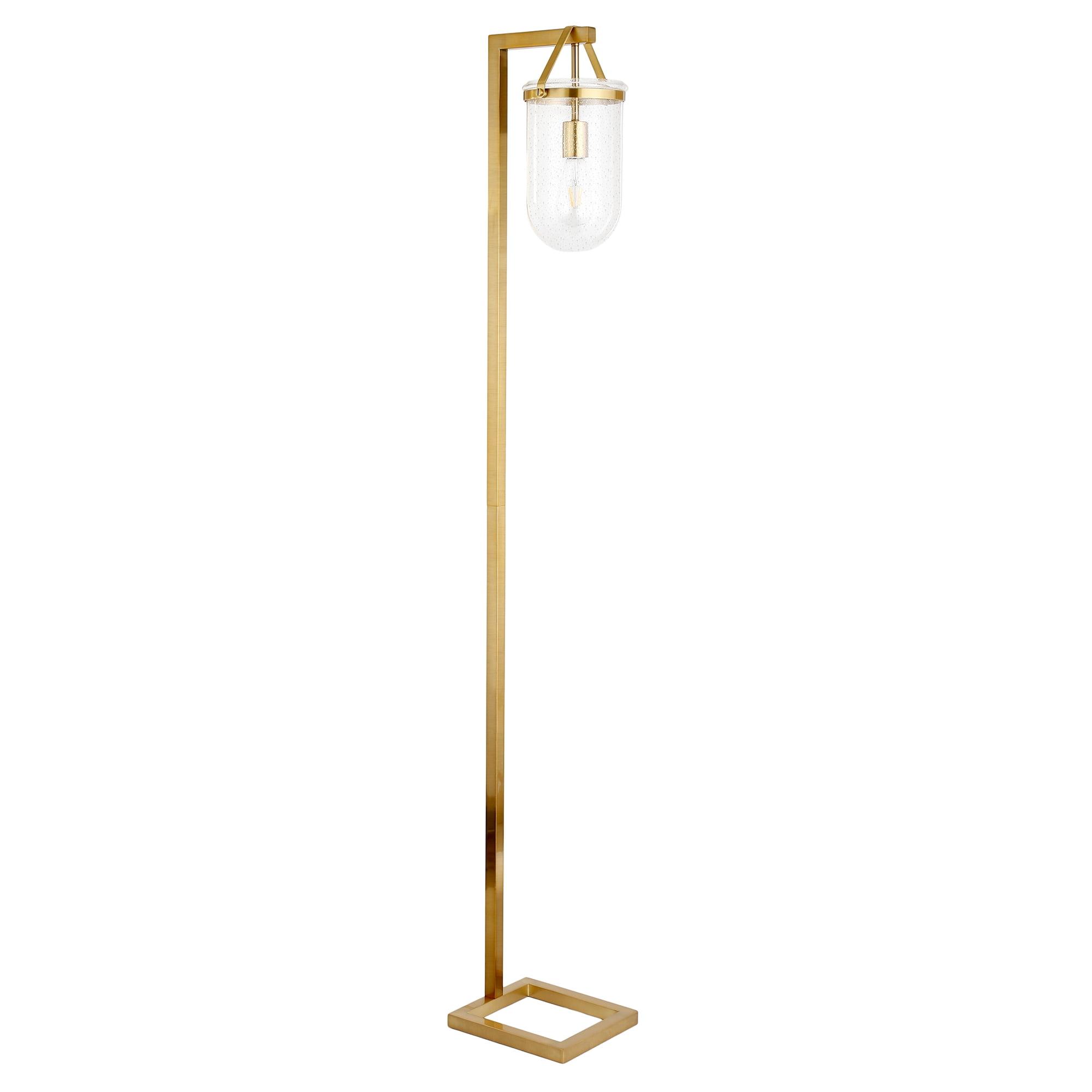 Alexa and Siri Compatible 68" Brass Floor Lamp with Seeded Glass Shade