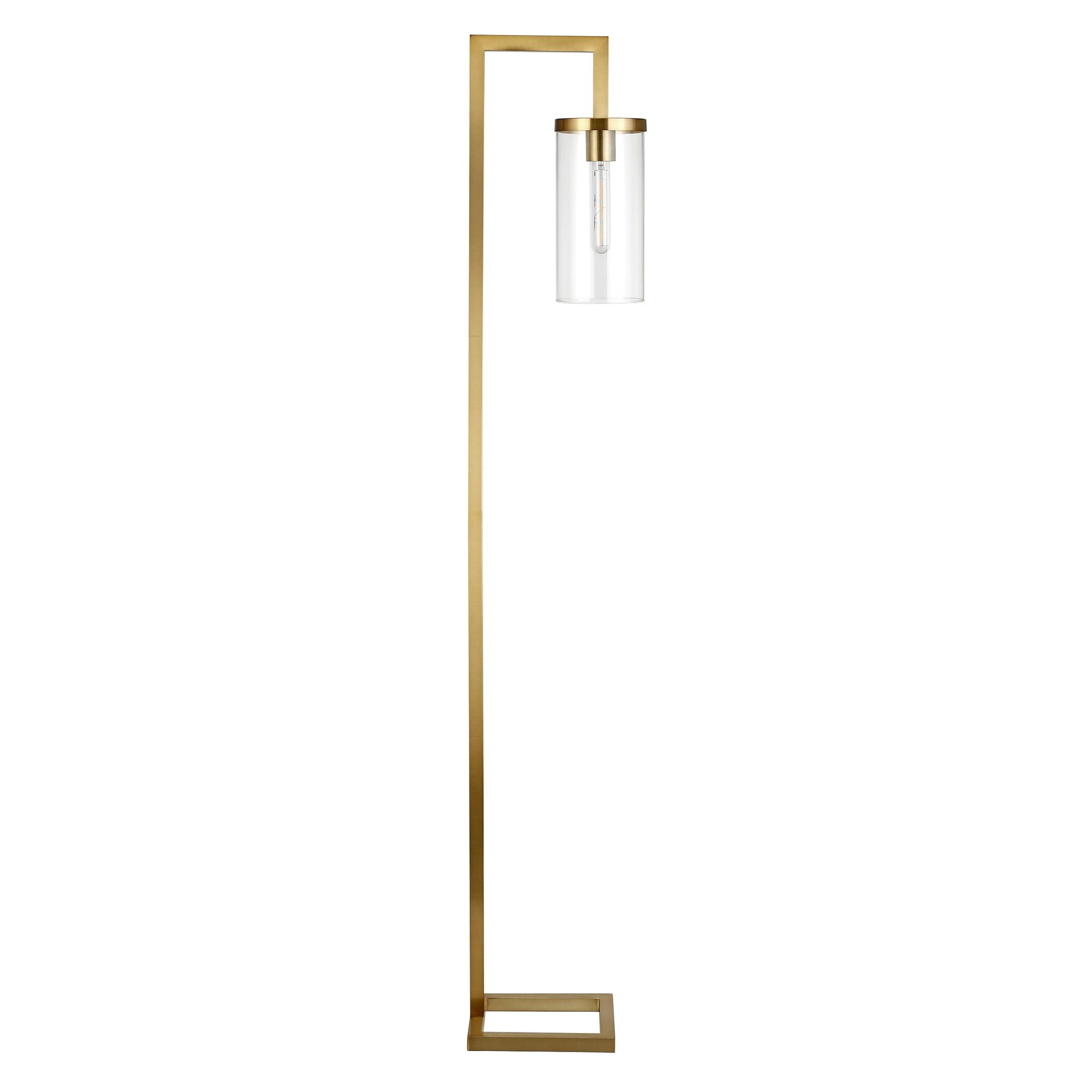Arcadian Gold Arc Floor Lamp with Handmade Clear Glass Shade
