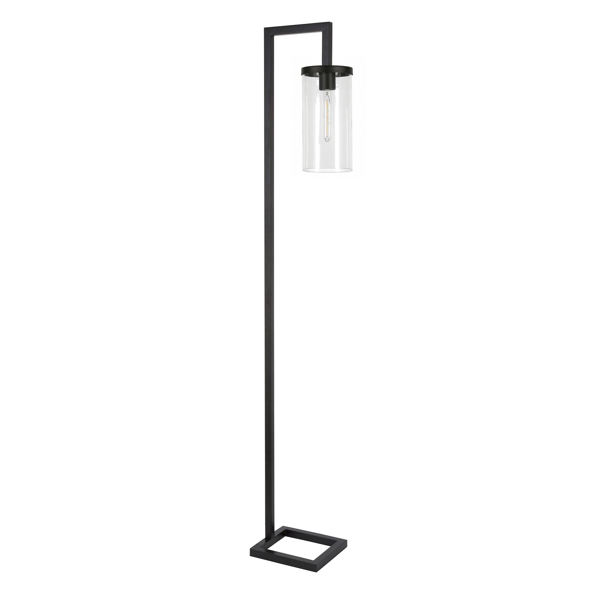 Evelyn&Zoe Malva 67.75" Tall Floor Lamp with Glass shade in Blackened Bronze/Clear