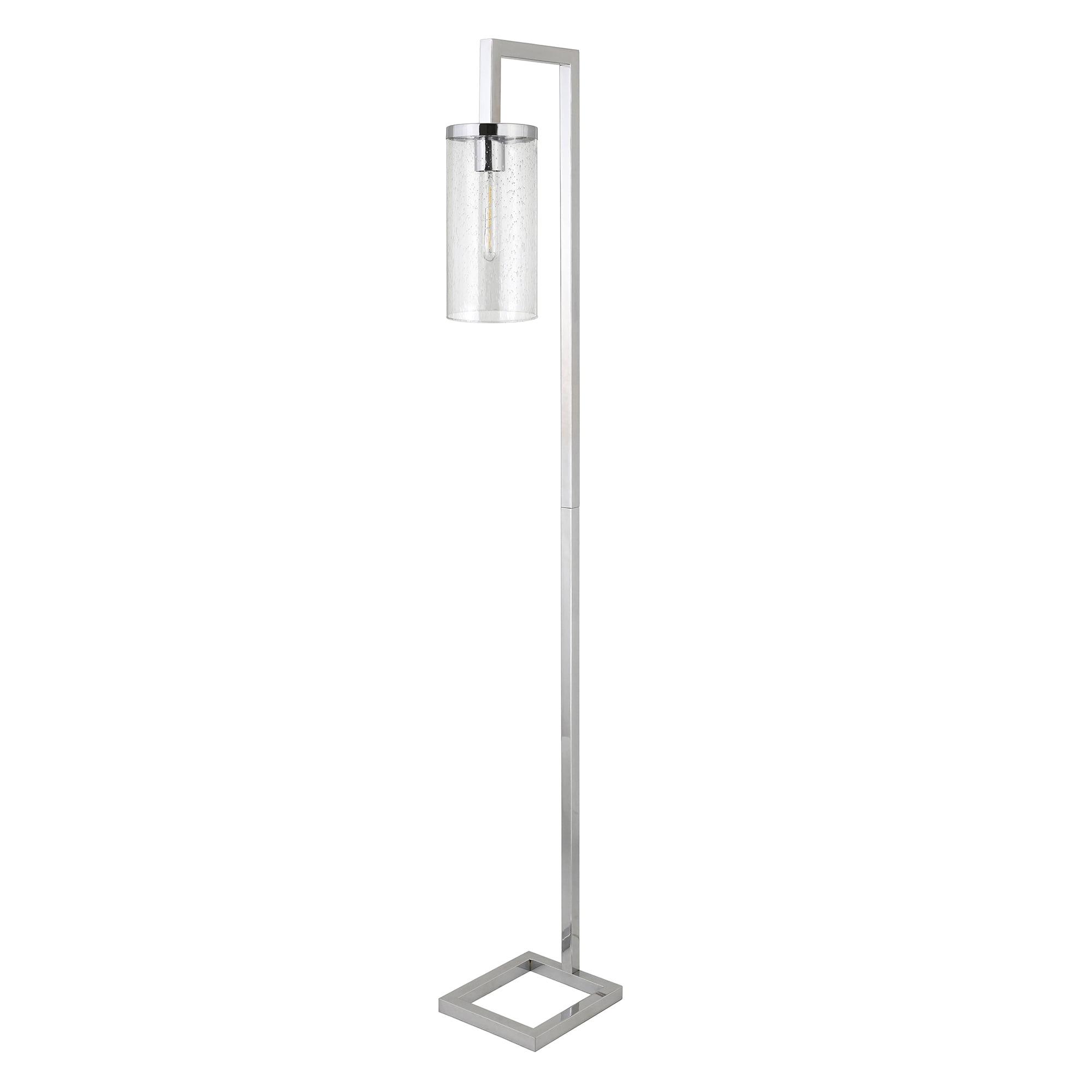 Evelyn&Zoe Modern Metal Floor Lamp with Seeded Glass Shade