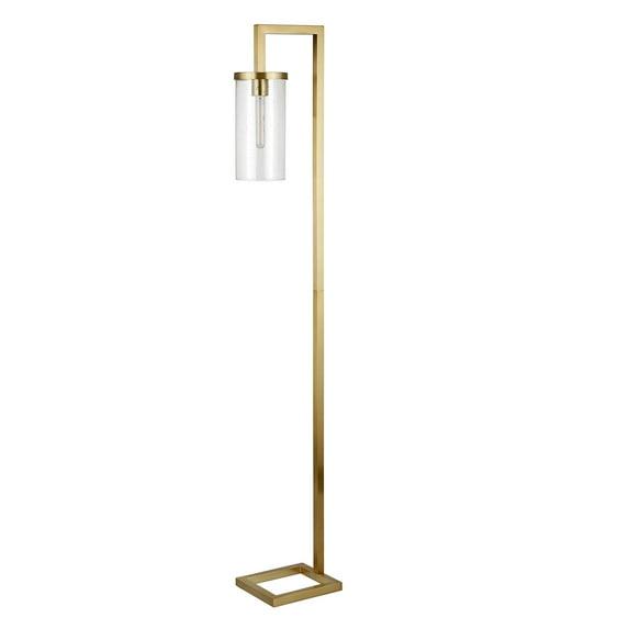 Evelyn&Zoe Modern Metal Floor Lamp with Seeded Glass Shade