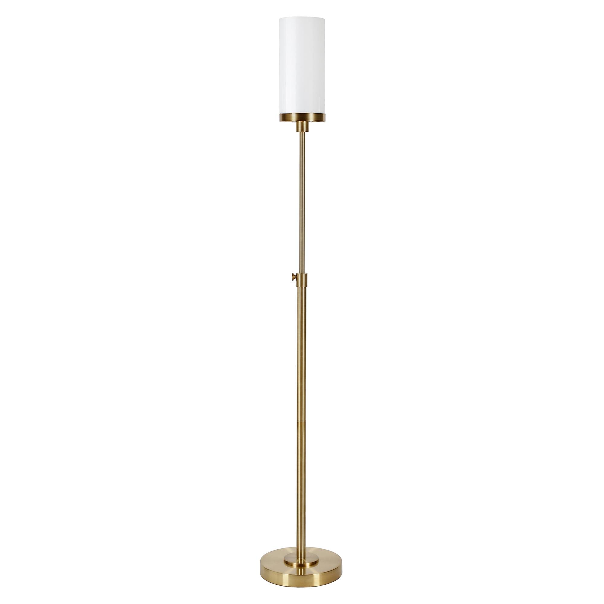 Frieda Transitional Brass Floor Lamp with White Milk Glass Shade