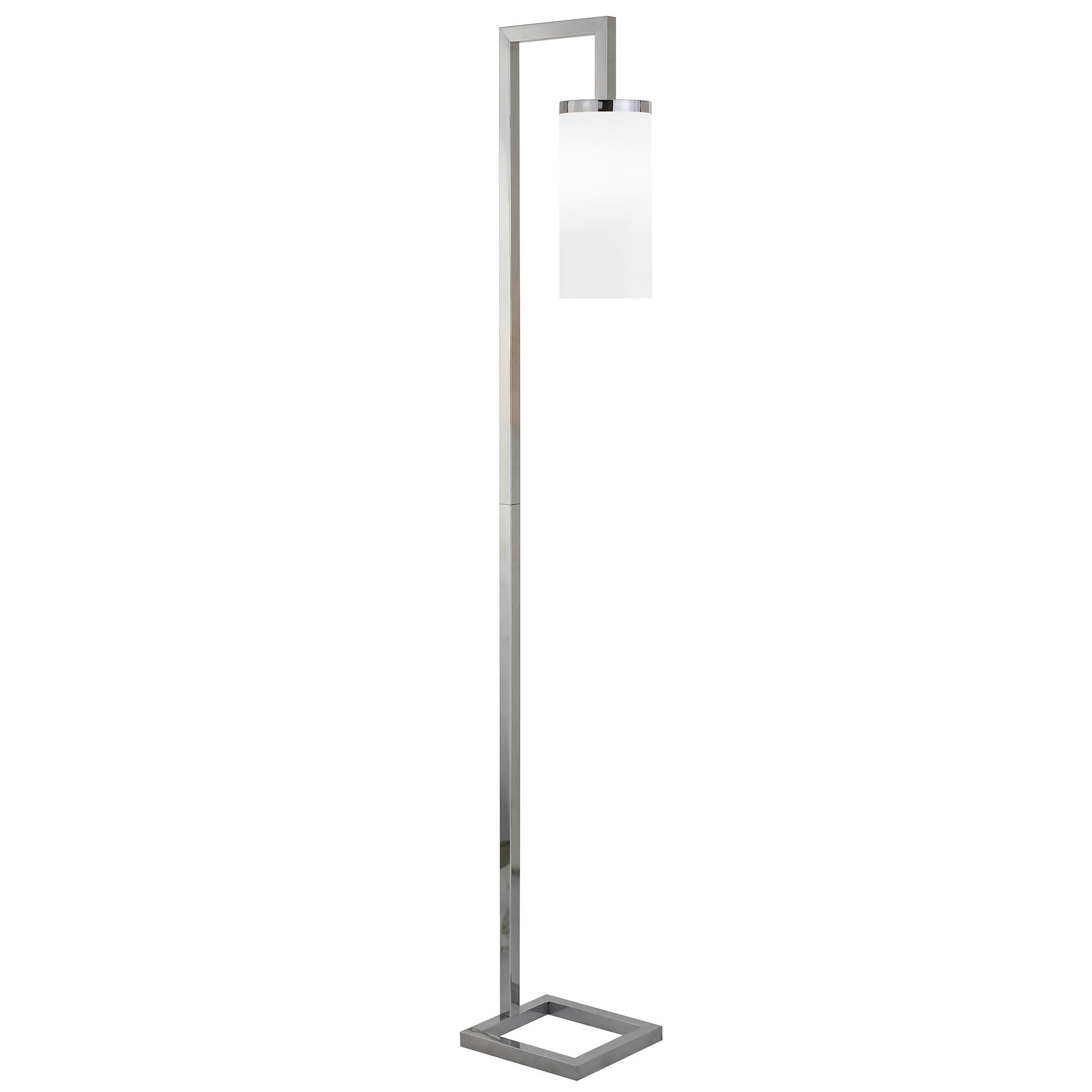 Evelyn&Zoe Modern Metal Floor Lamp with White Milk Glass Shade