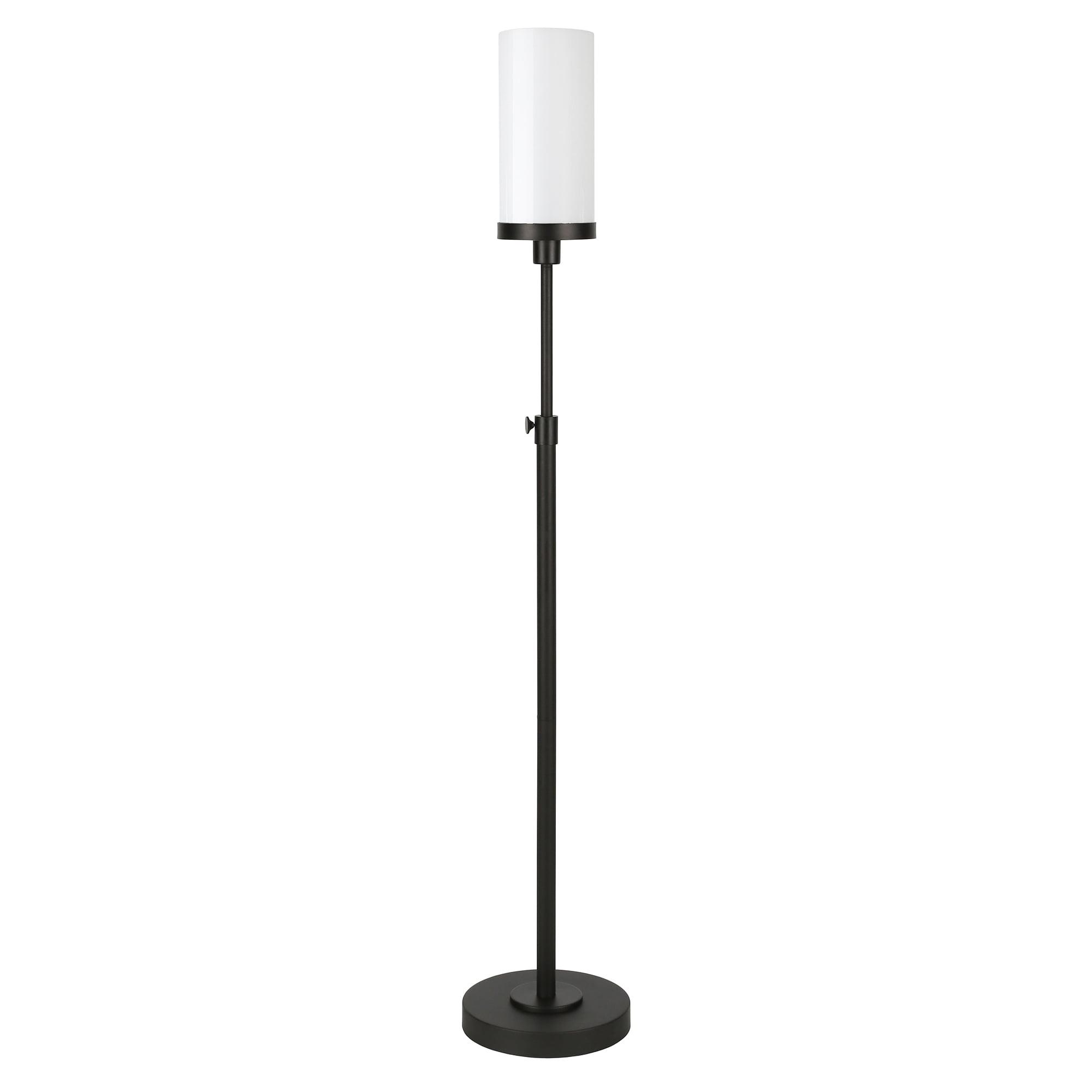 Evelyn&Zoe Modern Metal Floor Lamp with White Milk Glass Shade