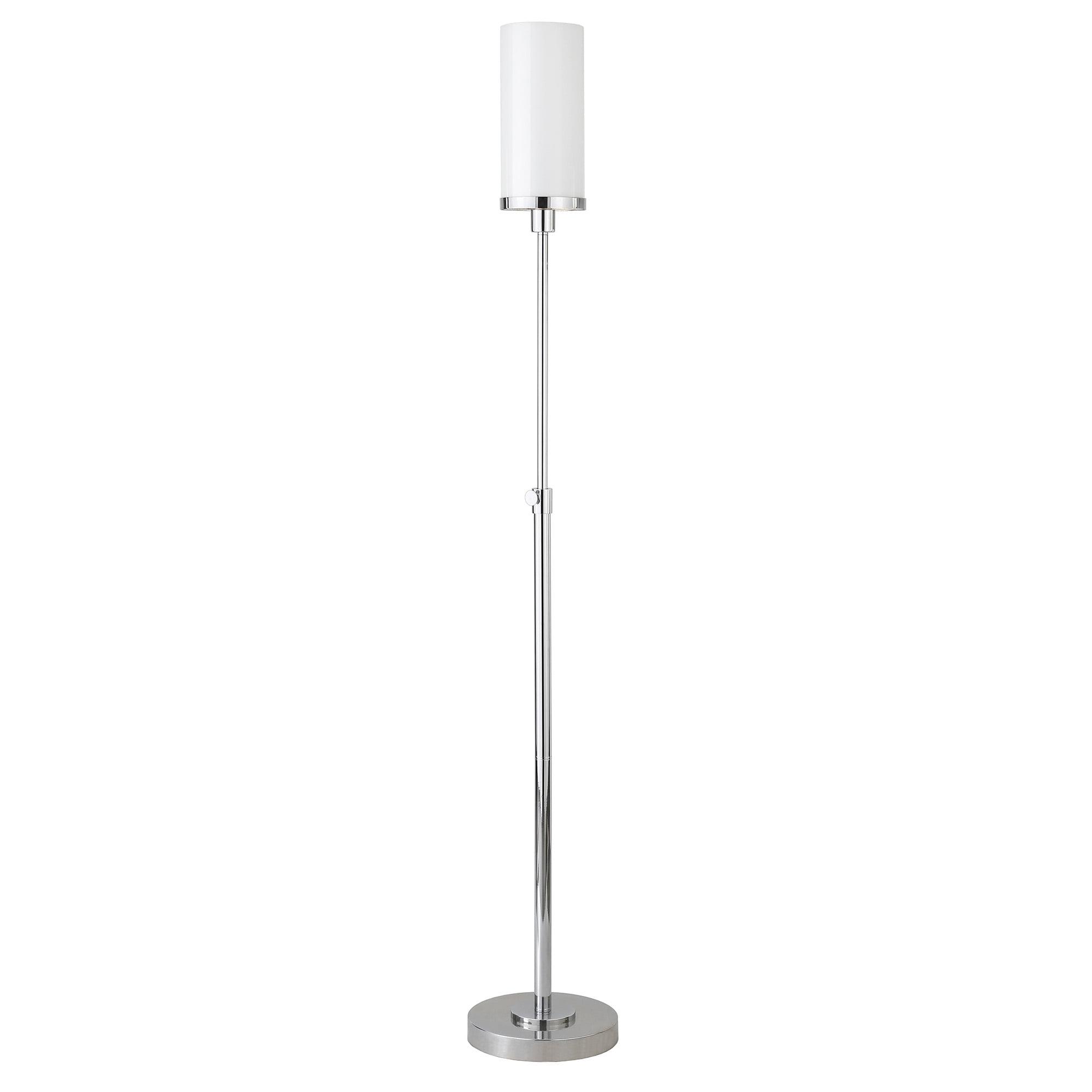 Adjustable Polished Nickel Floor Lamp with Milk Glass Shade