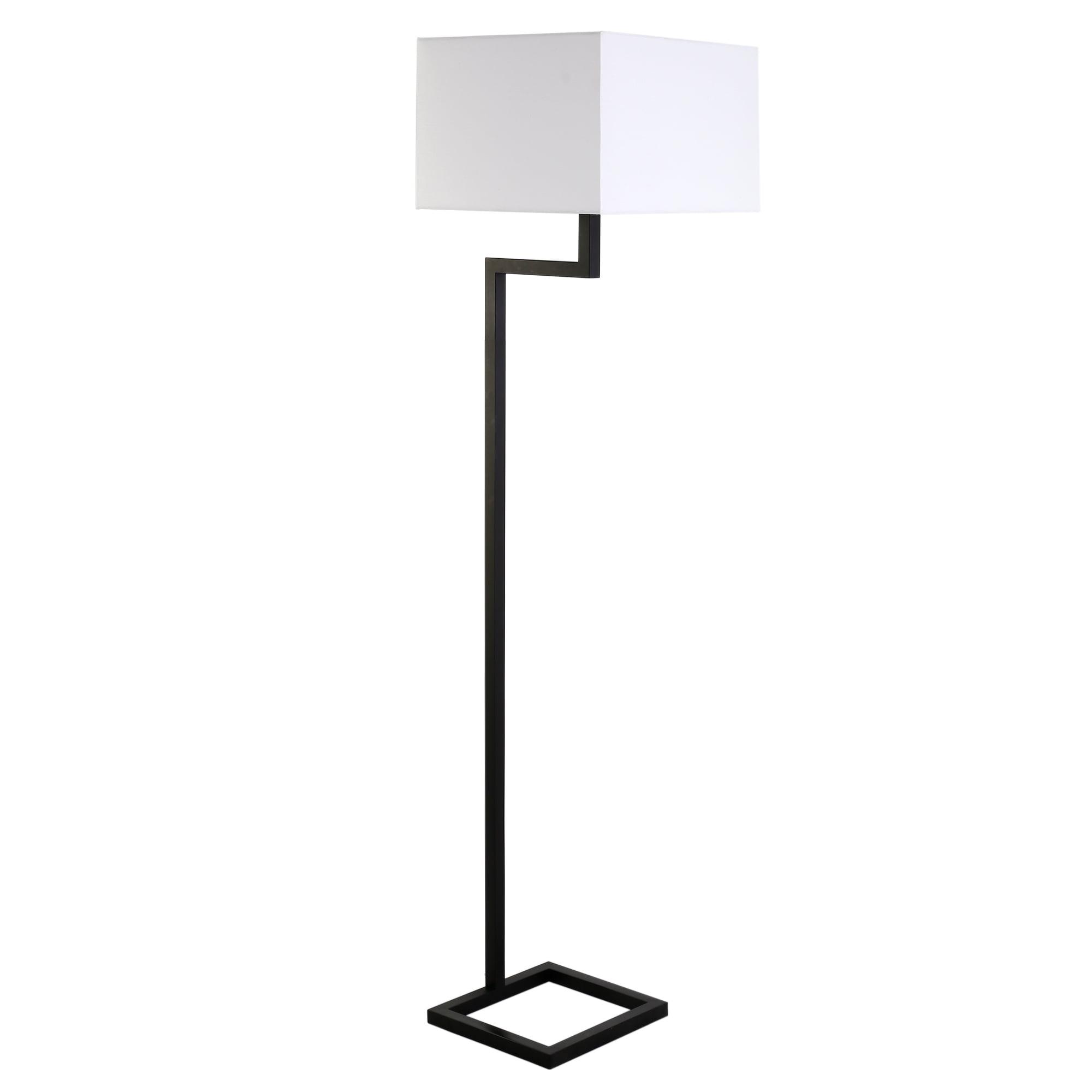 Xavier Voice-Controlled 64" Floor Lamp in Blackened Bronze with White Shade