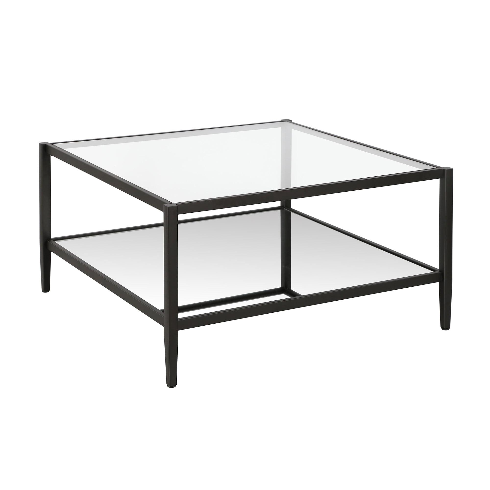 Hollywood Glam Inspired Square Black Glass Coffee Table