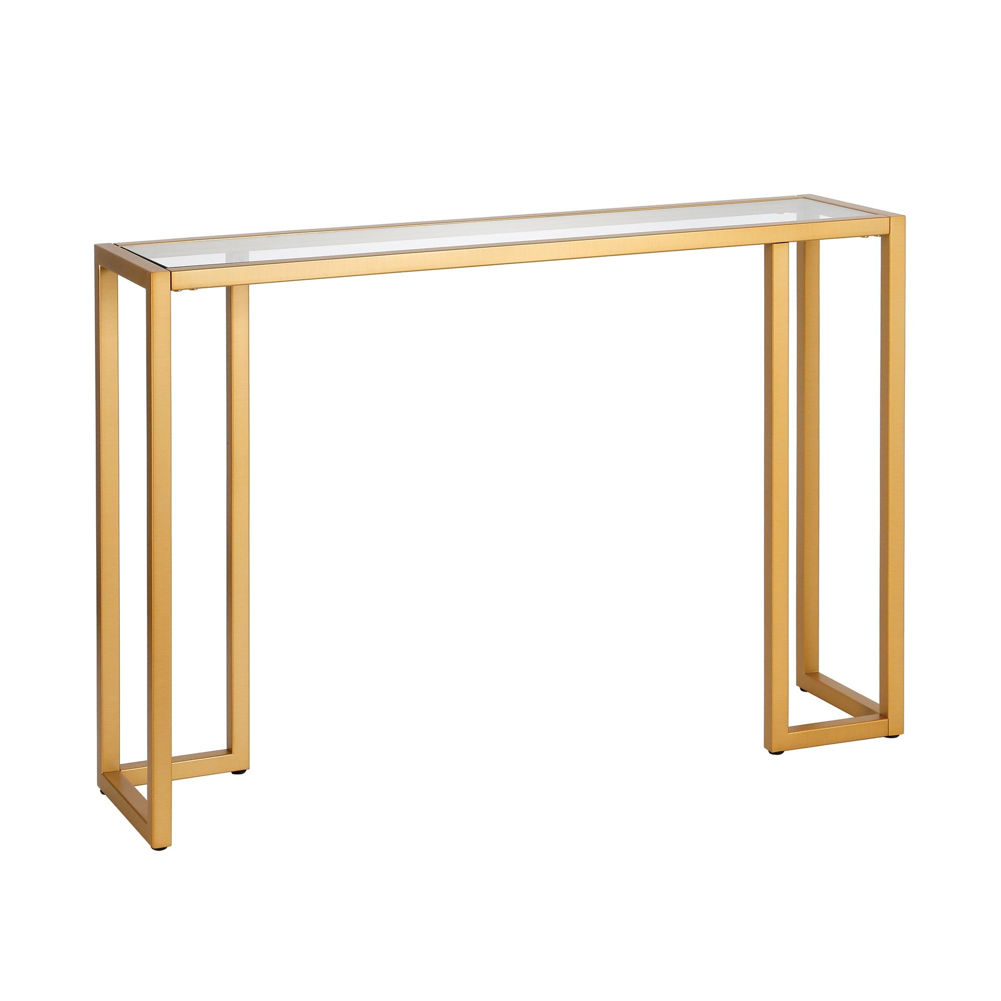 Oscar 42'' Brass & Glass Modern Industrial Console Table with Storage