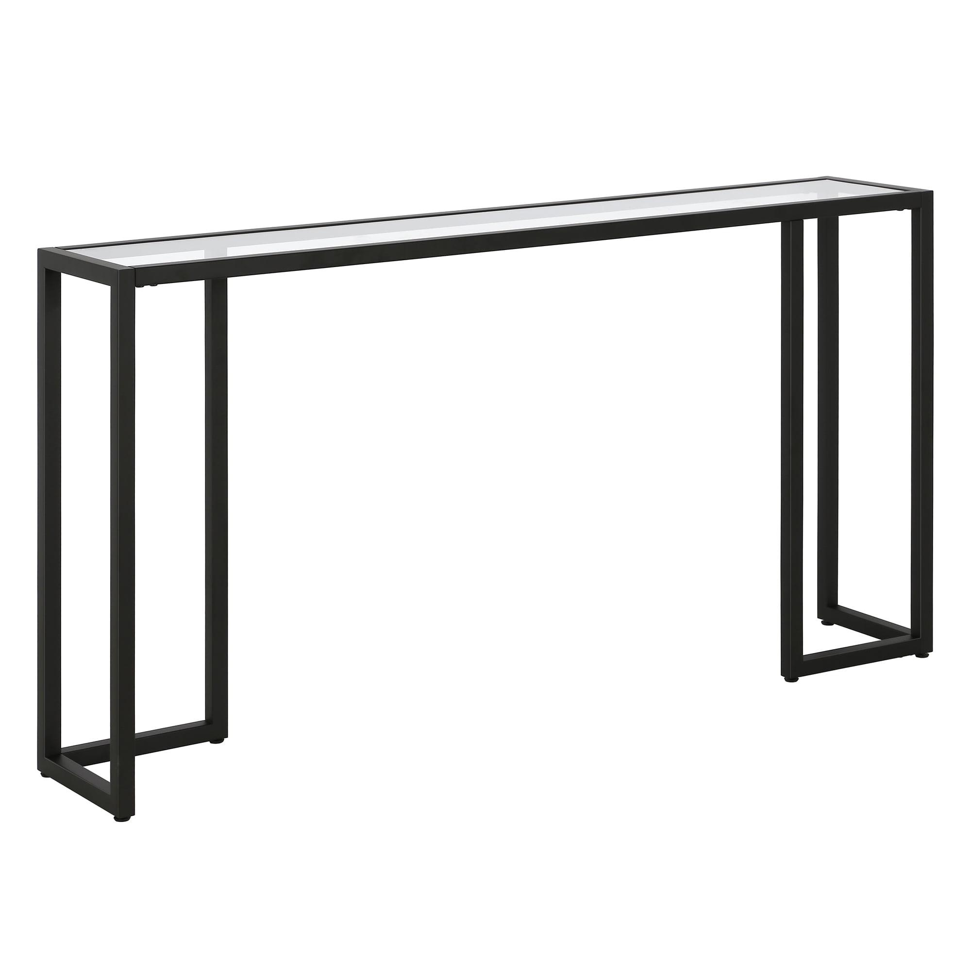 Blackened Bronze 55" Metal & Glass Console Table with Contemporary Lines