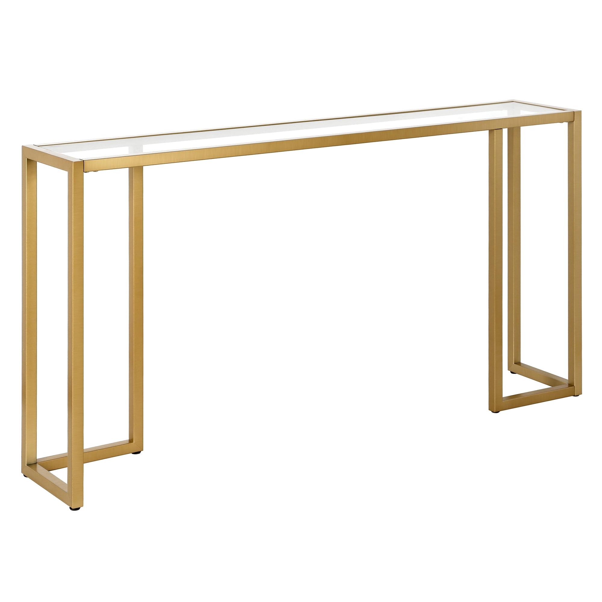 Evelyn&Zoe Oscar 55" Wide Rectangular Console Table, Brass