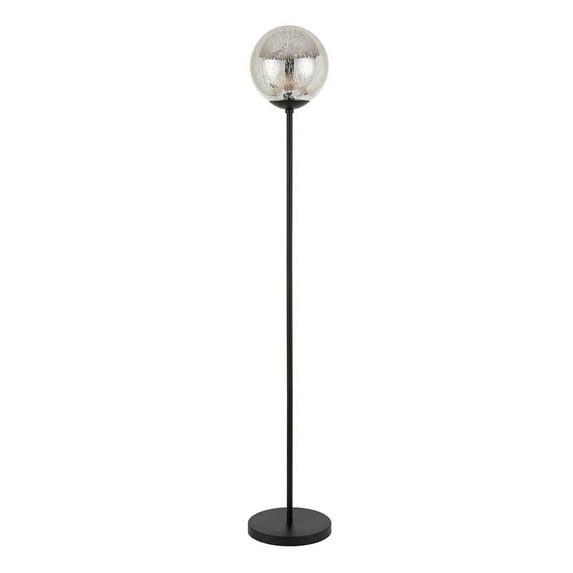 Evelyn&Zoe Oula 66" Tall Floor Lamp with Glass Shade, Blackened Bronze/Mercury Glass