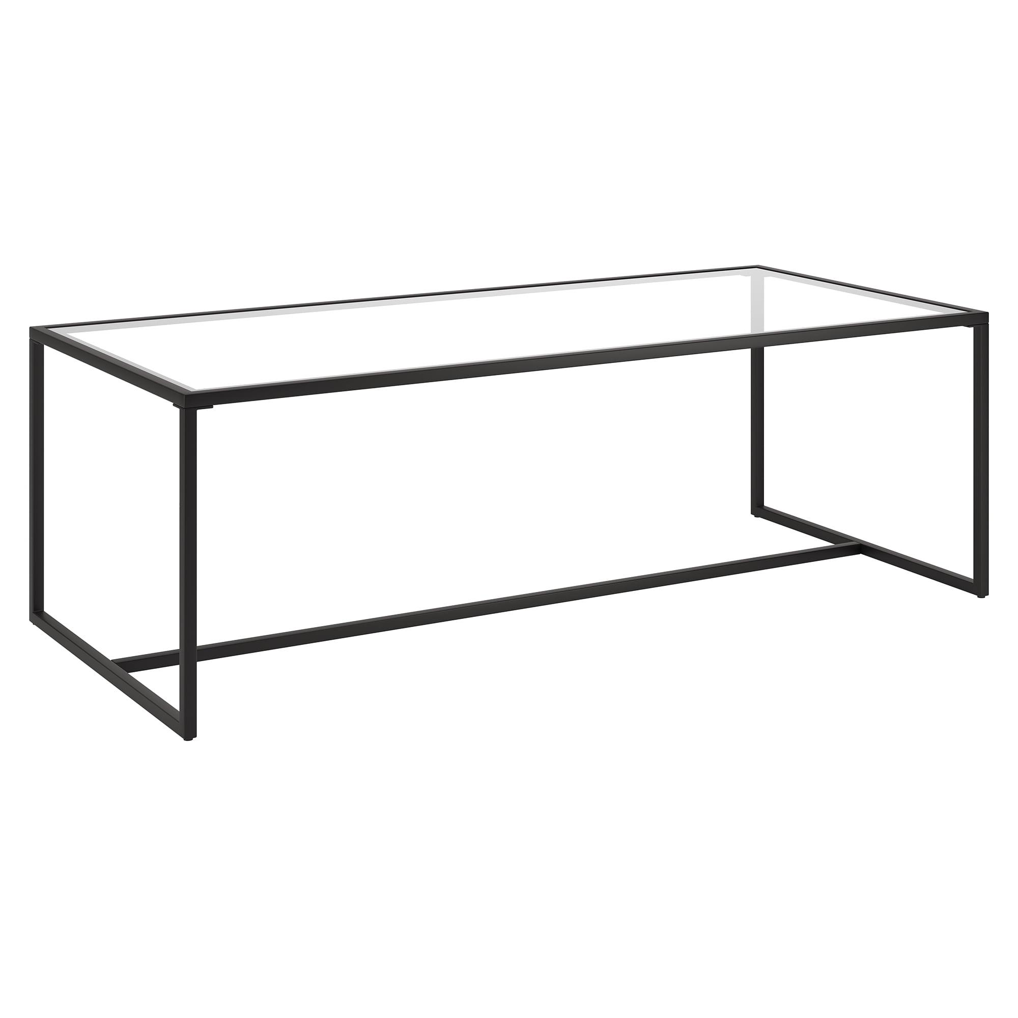 Lux Geo 47.25" Blackened Bronze Rectangular Glass Coffee Table