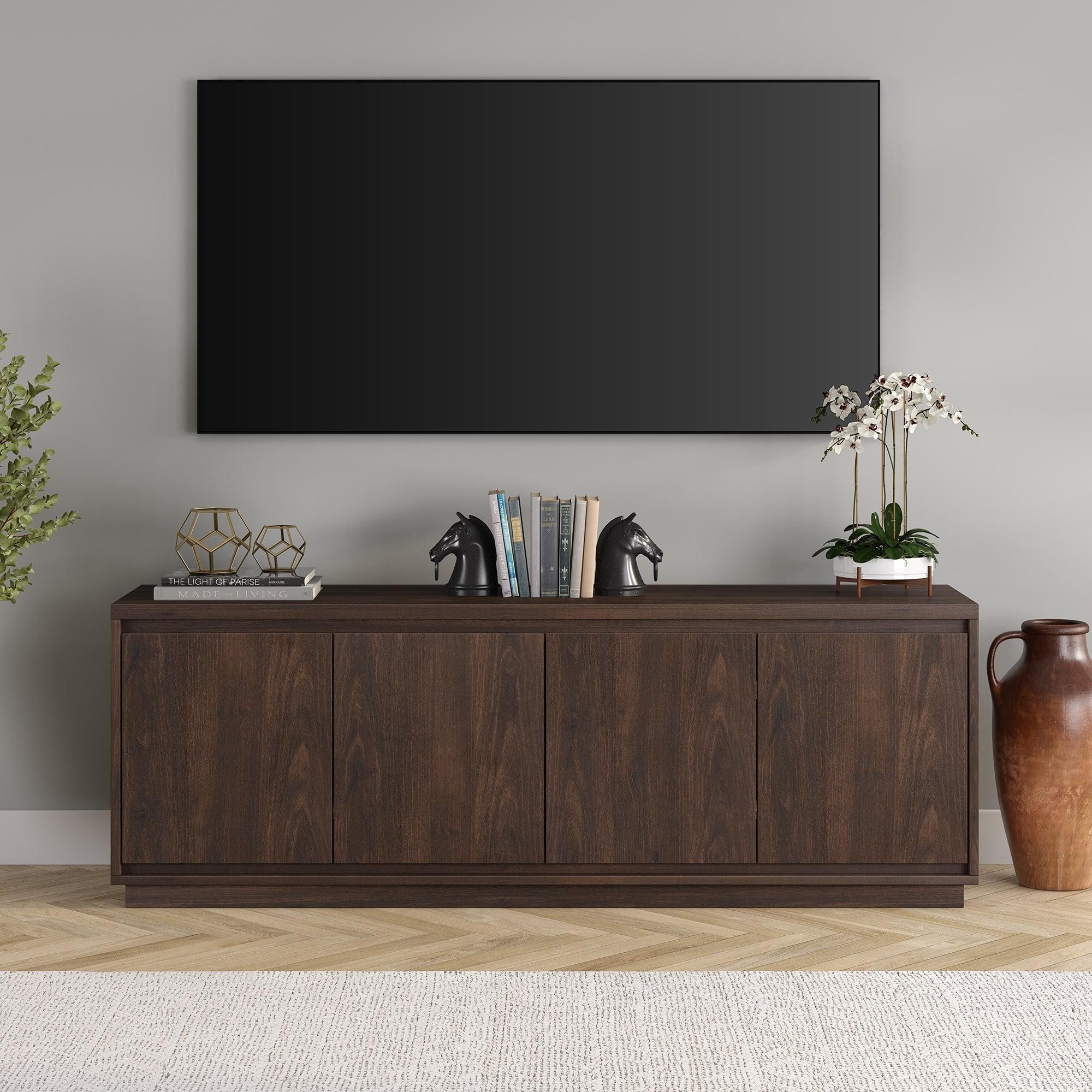 Presque 68" Alder Brown Composite TV Stand with Cabinets