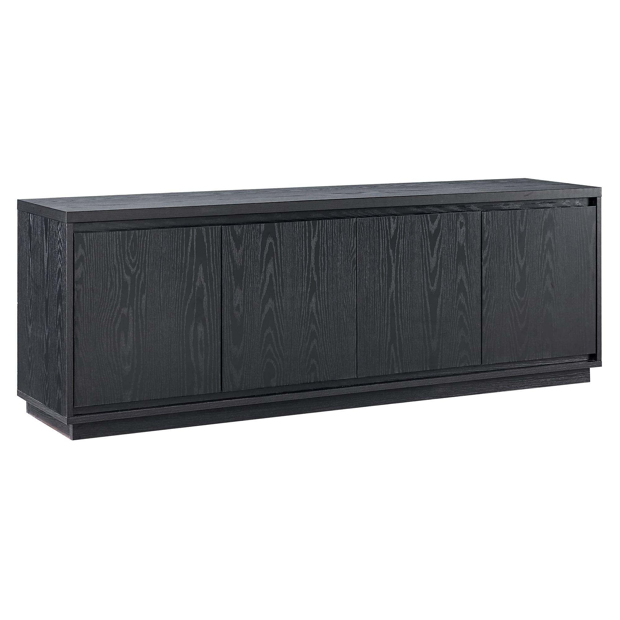 Presque 68" Black Grain Modern TV Stand with Enclosed Cabinets