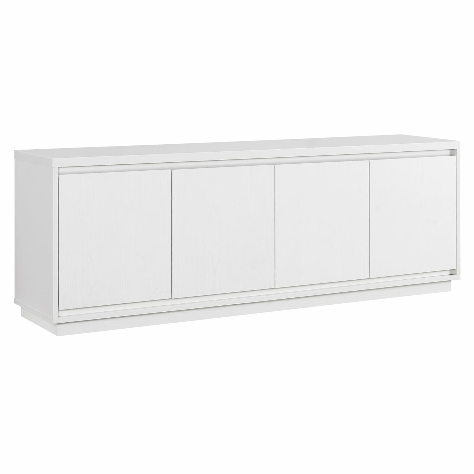 White Rectangular TV Stand with Cabinets for 75" TVs