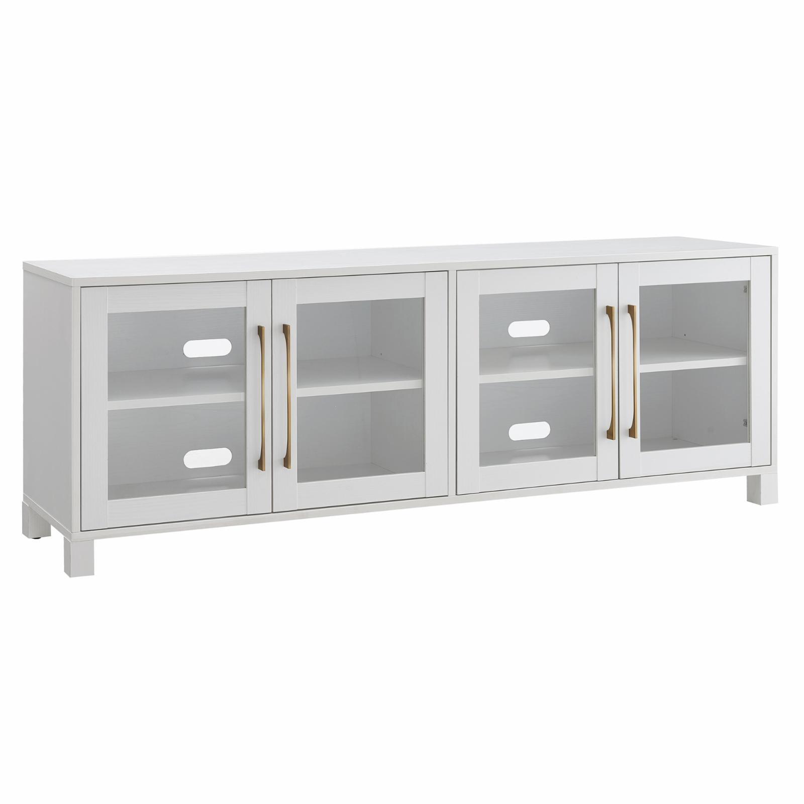 Quincy Modern 68" White Metal TV Stand with Enclosed Cabinets