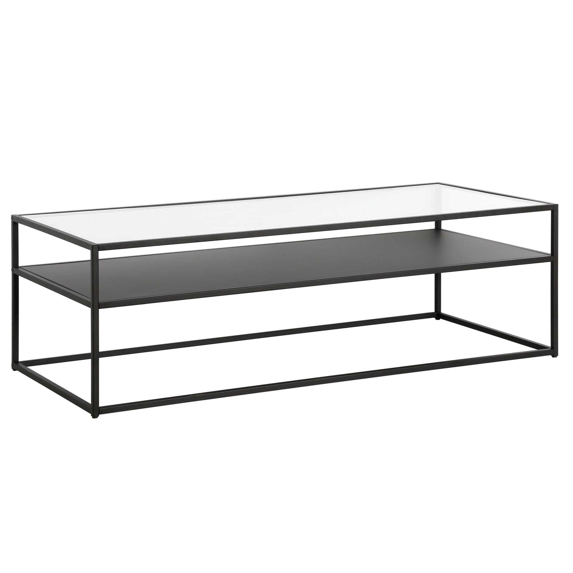 Ada 54'' Wide Blackened Bronze Rectangular Metal & Glass Coffee Table