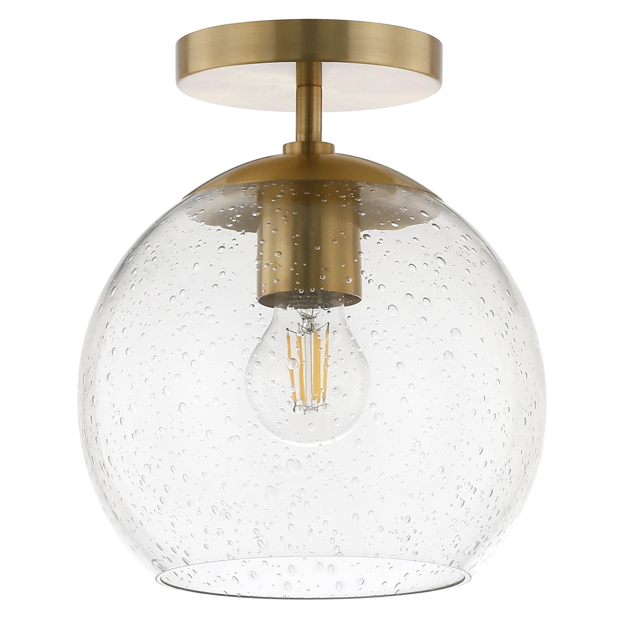 Evelyn&Zoe Retro Semi Flush Mount Ceiling Light with Seeded Glass